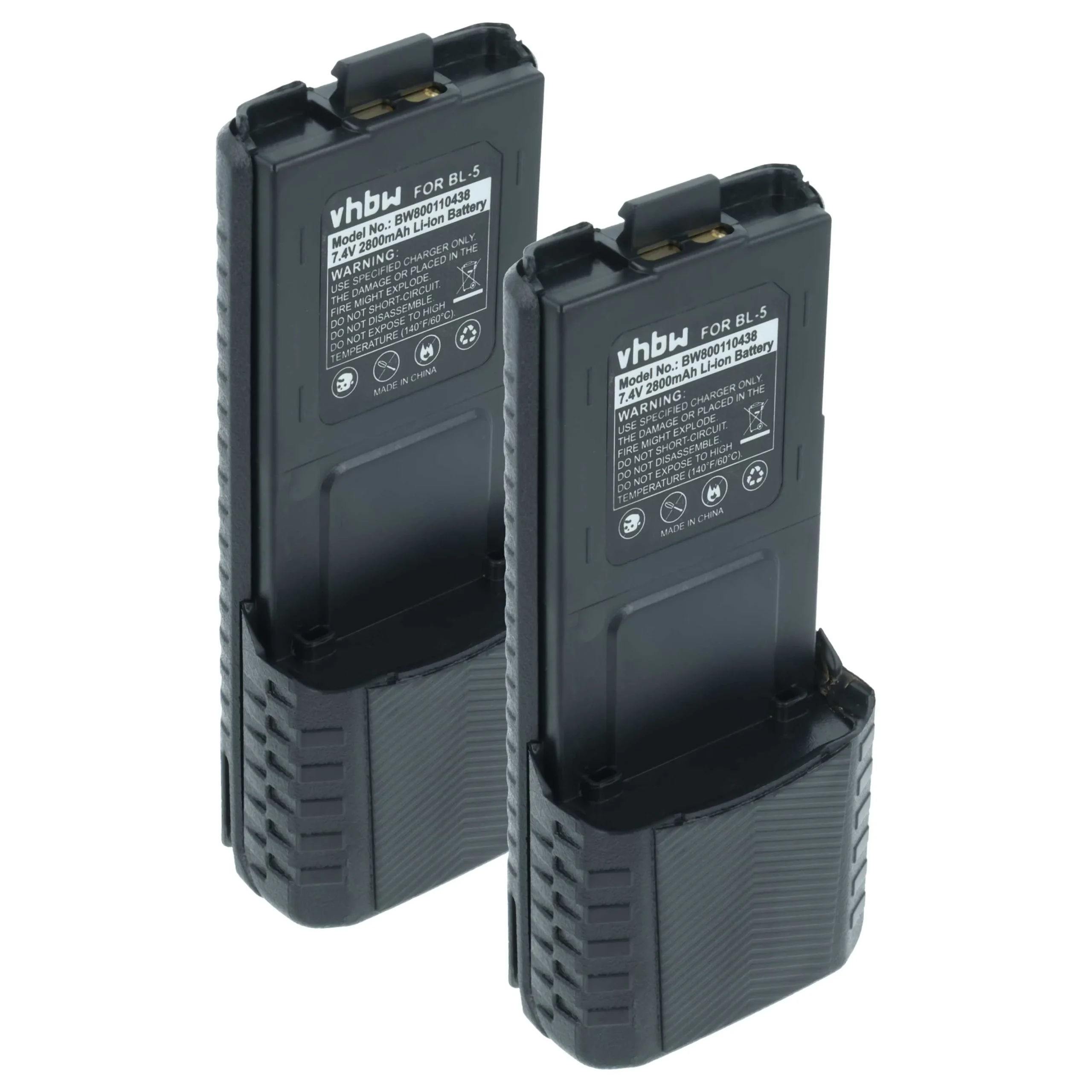 2x Batteries remplace Baofeng BL-5 pour radio talkie-walkie TYT- 2800mAh 7,4V Li-ion