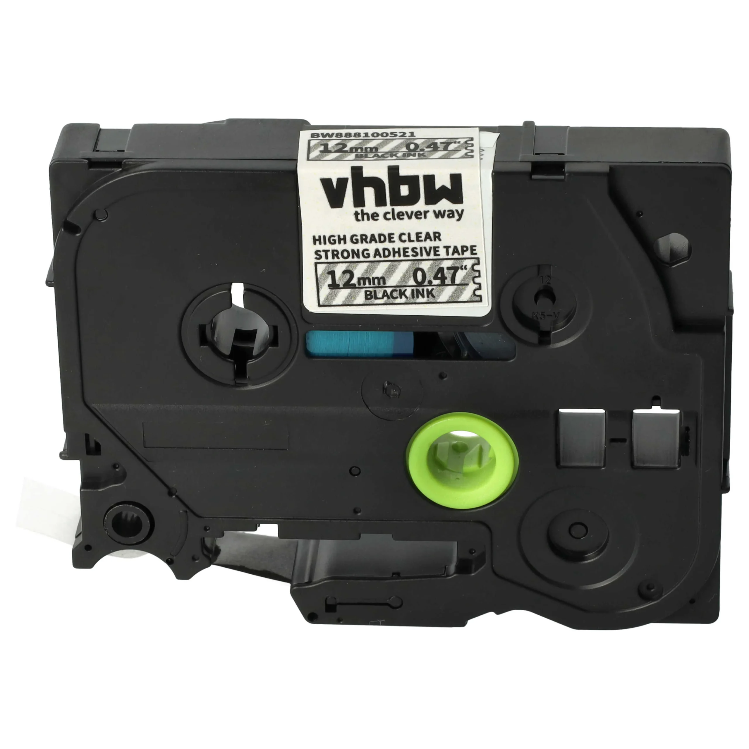 Cassette à ruban remplace Brother AHe-S131, HGES131 - 12mm lettrage Noir ruban Transparent, plastique