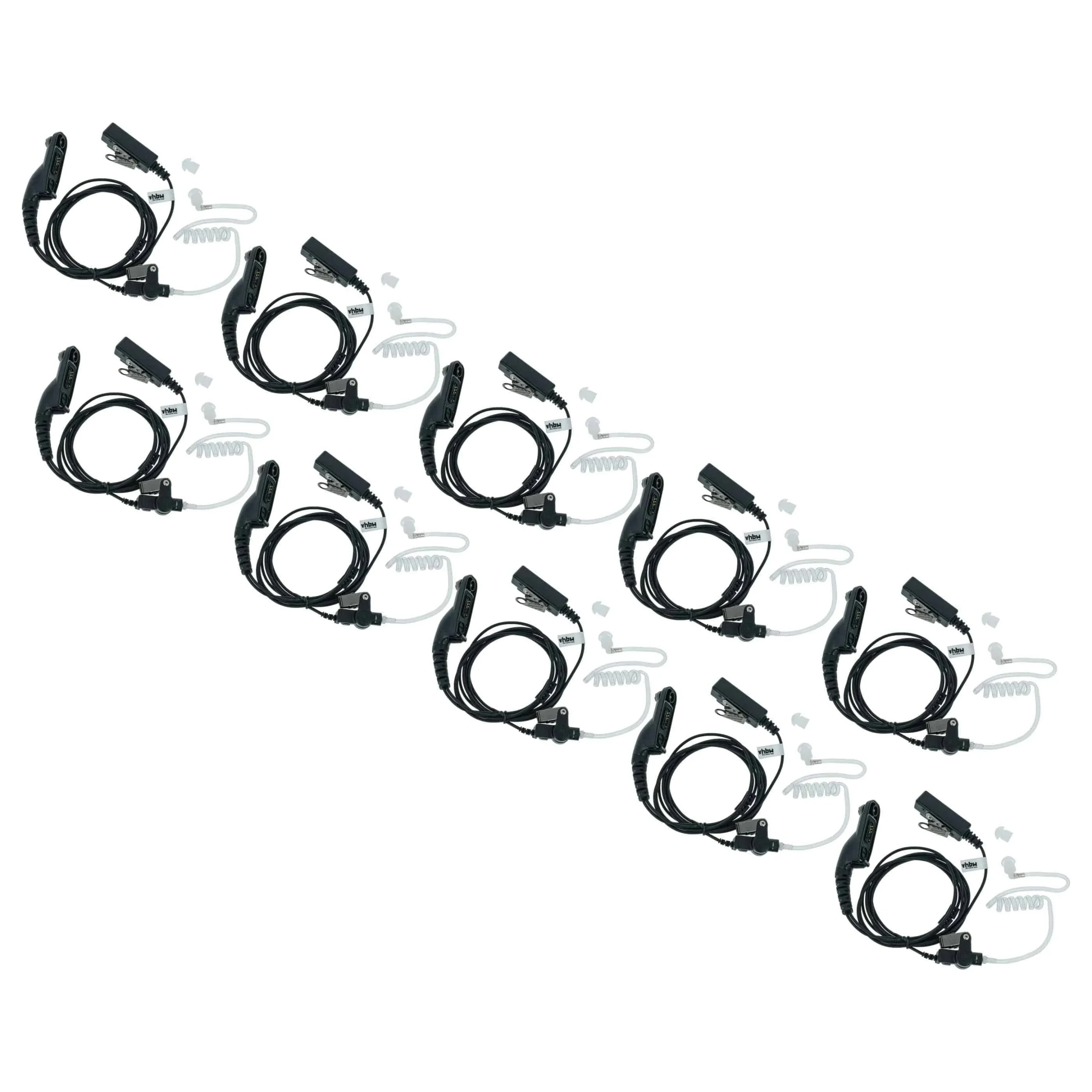 10x Oreillette de talkie-walkie pour Motorola XiR P8200 et autres - Avec microphone PTT + support clip, noir