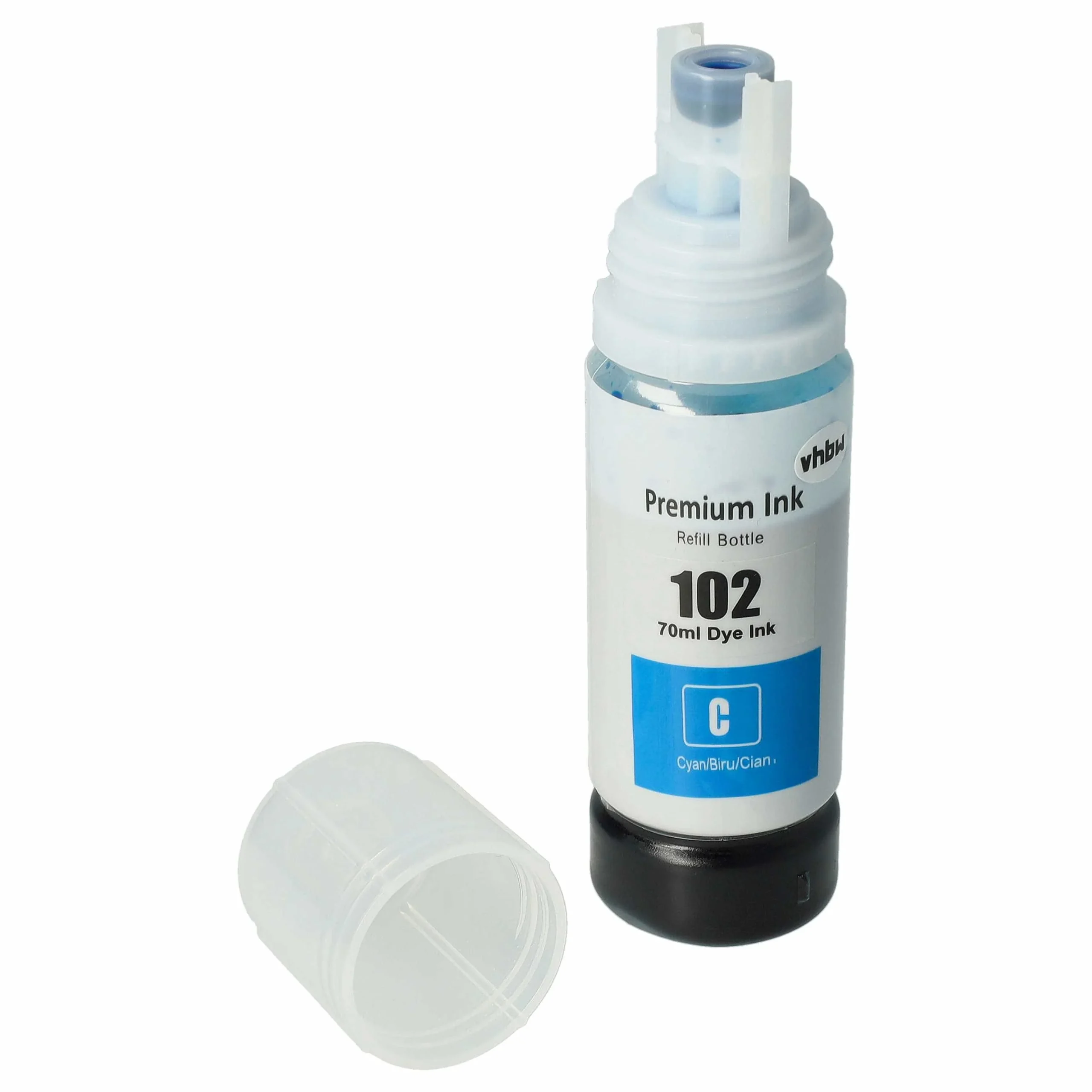 Encre rechargable Dye Cyan remplace Epson C13T03R240, 102 cyan pour imprimante Epson, 70ml - Accessoires pour imprimante