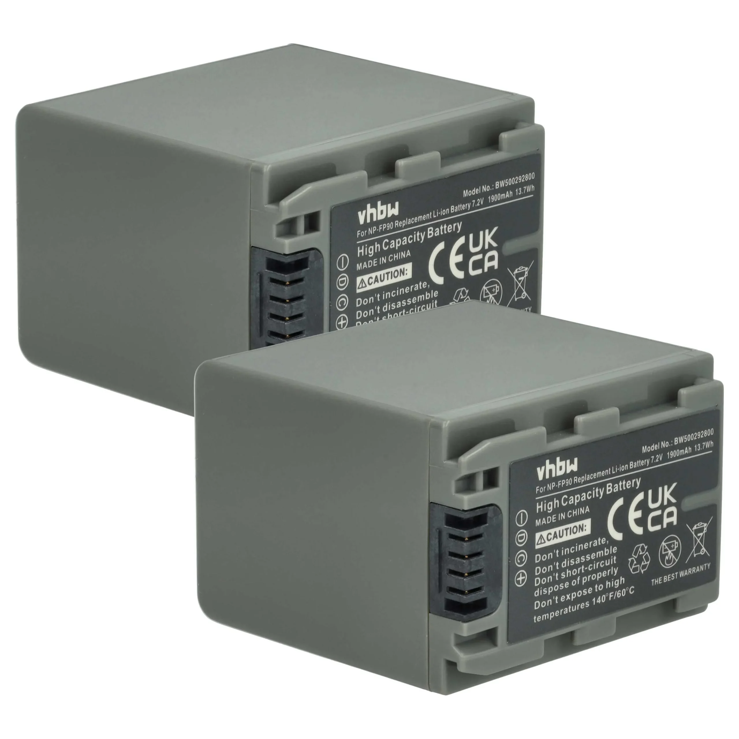 2x Batteries remplace Sony NP-FP60, NP-FP51, NP-FP50, NP-FP30 pour caméscope Sony- 1900mAh 7,2V Li-ion