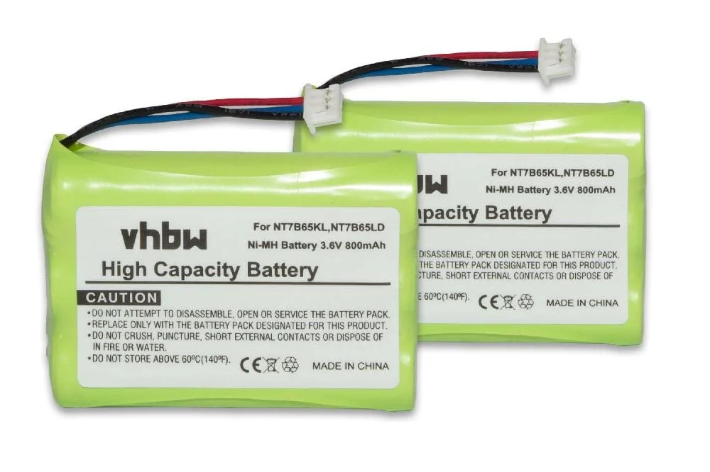 2x Batteries remplace NT7B65LD, NT7B65KL, CPH-464Q3S pour téléphone Nortel - 800mAh 3,6V NiMH