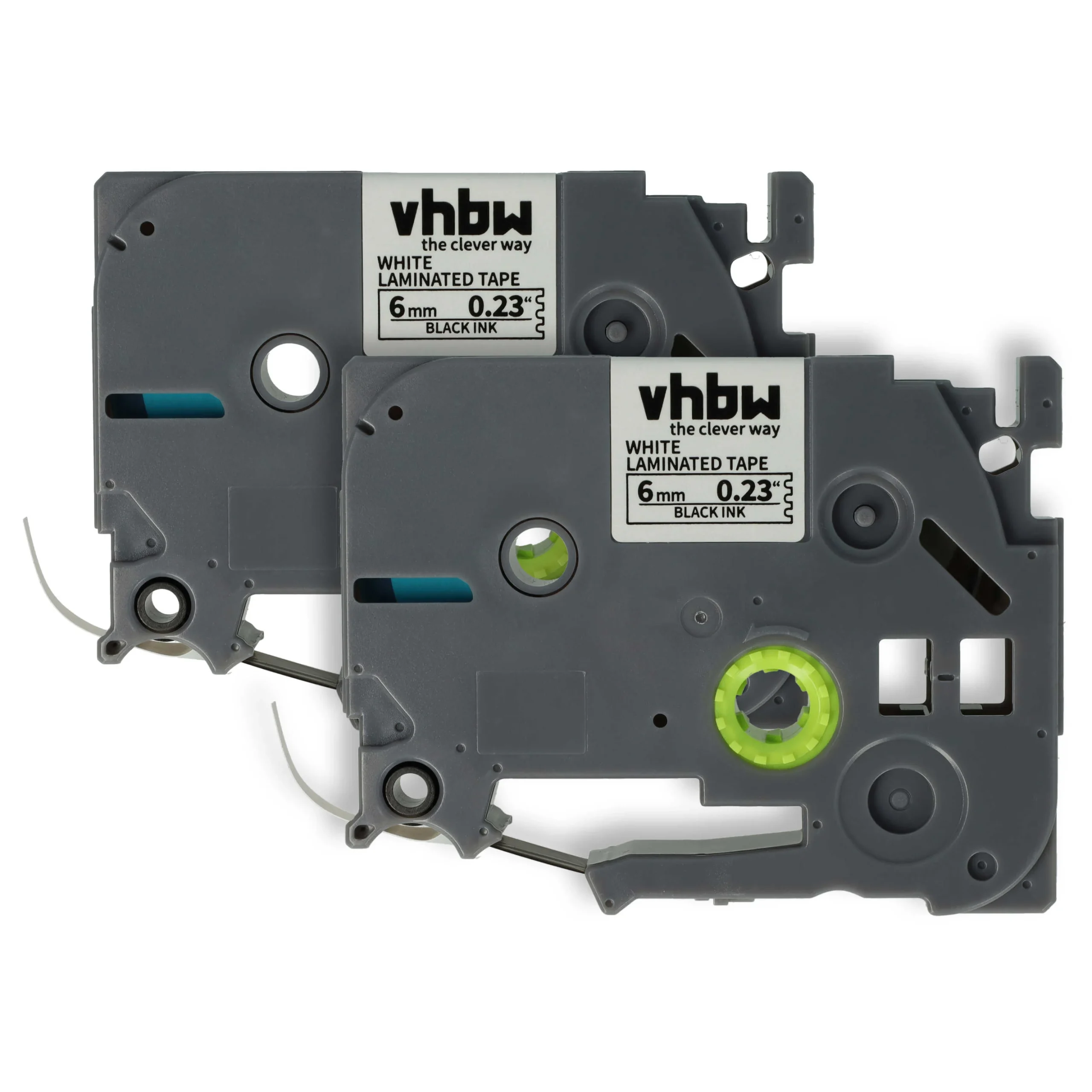 2x Cassettes à ruban remplacent Brother TZE-211, TZ-211 - 6mm lettrage Noir ruban Blanc, plastique