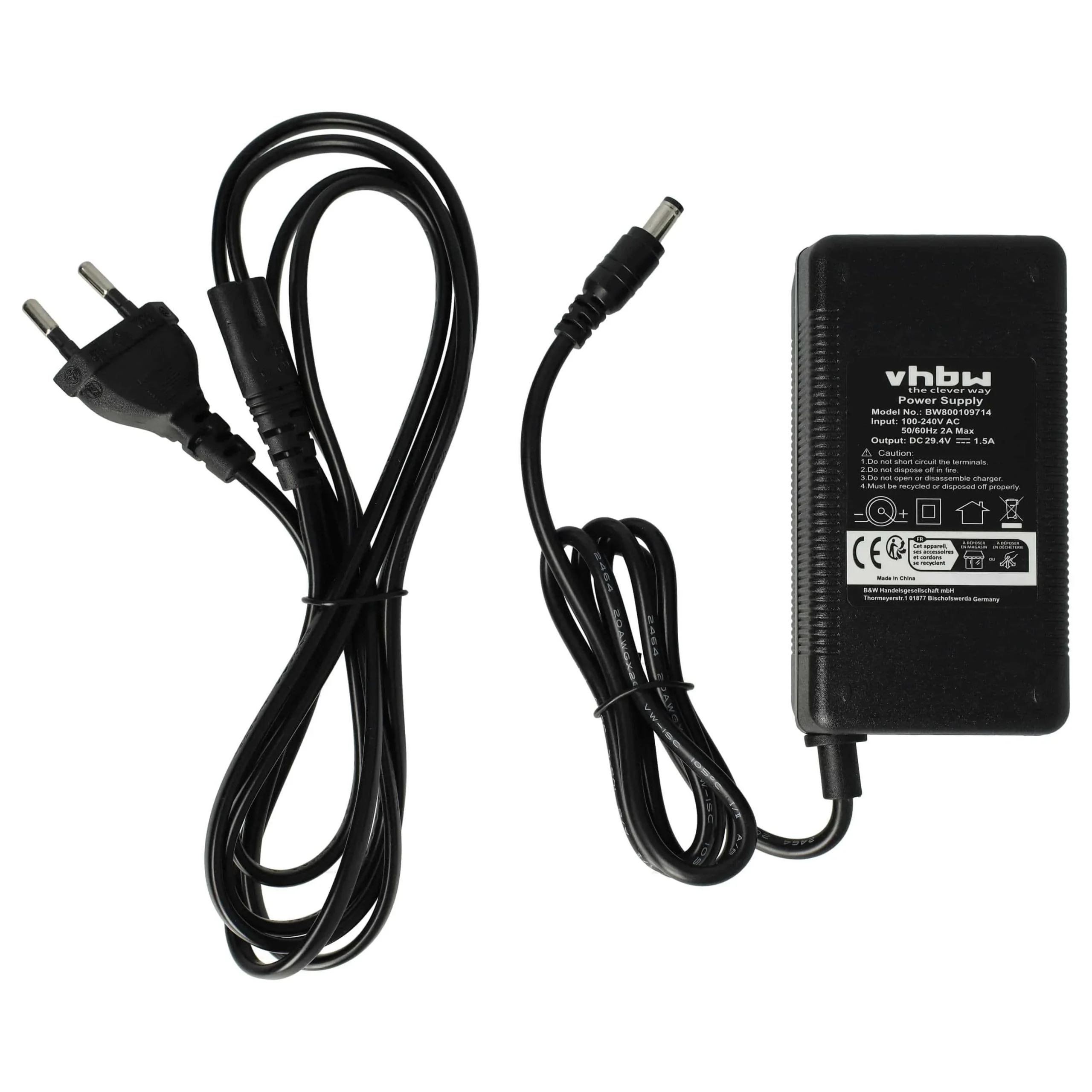 Chargeur pour batterie e-bike - batterie 24V prise, ronde, 1,5 A