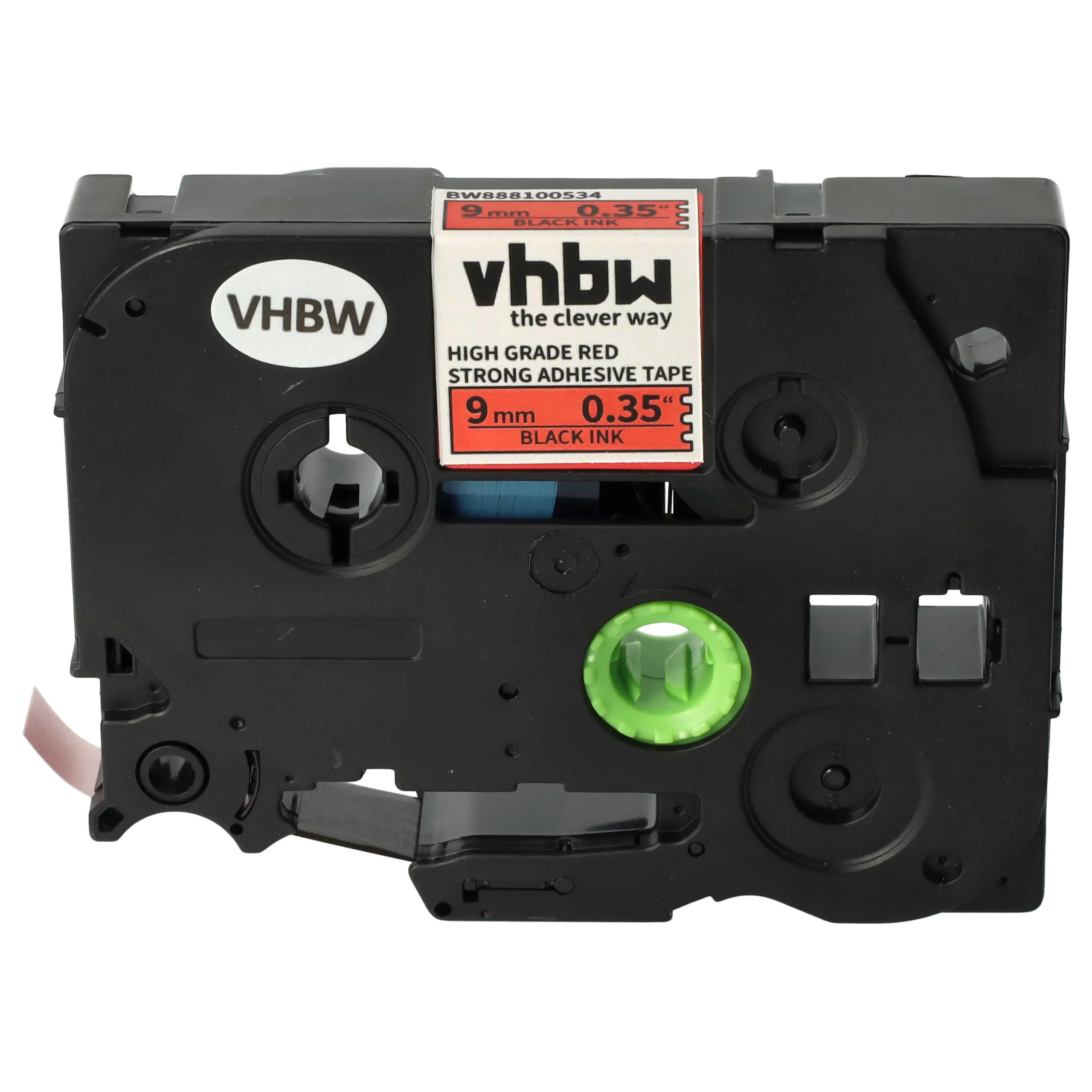 Cassette à ruban remplace Brother AHe-S421, HGE-S421, HGES421 - 9mm lettrage Noir ruban Rouge, plastique