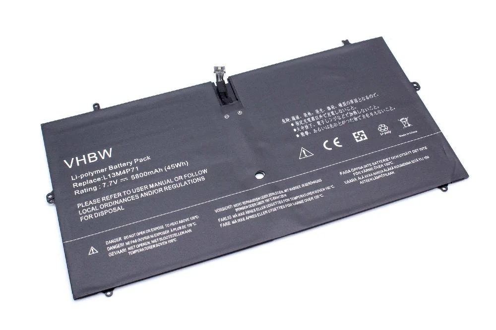 Batterie remplace Lenovo 121500267, 121500264 pour ordinateur portable Lenovo- 5800mAh 7,7V Li-polymère, noir