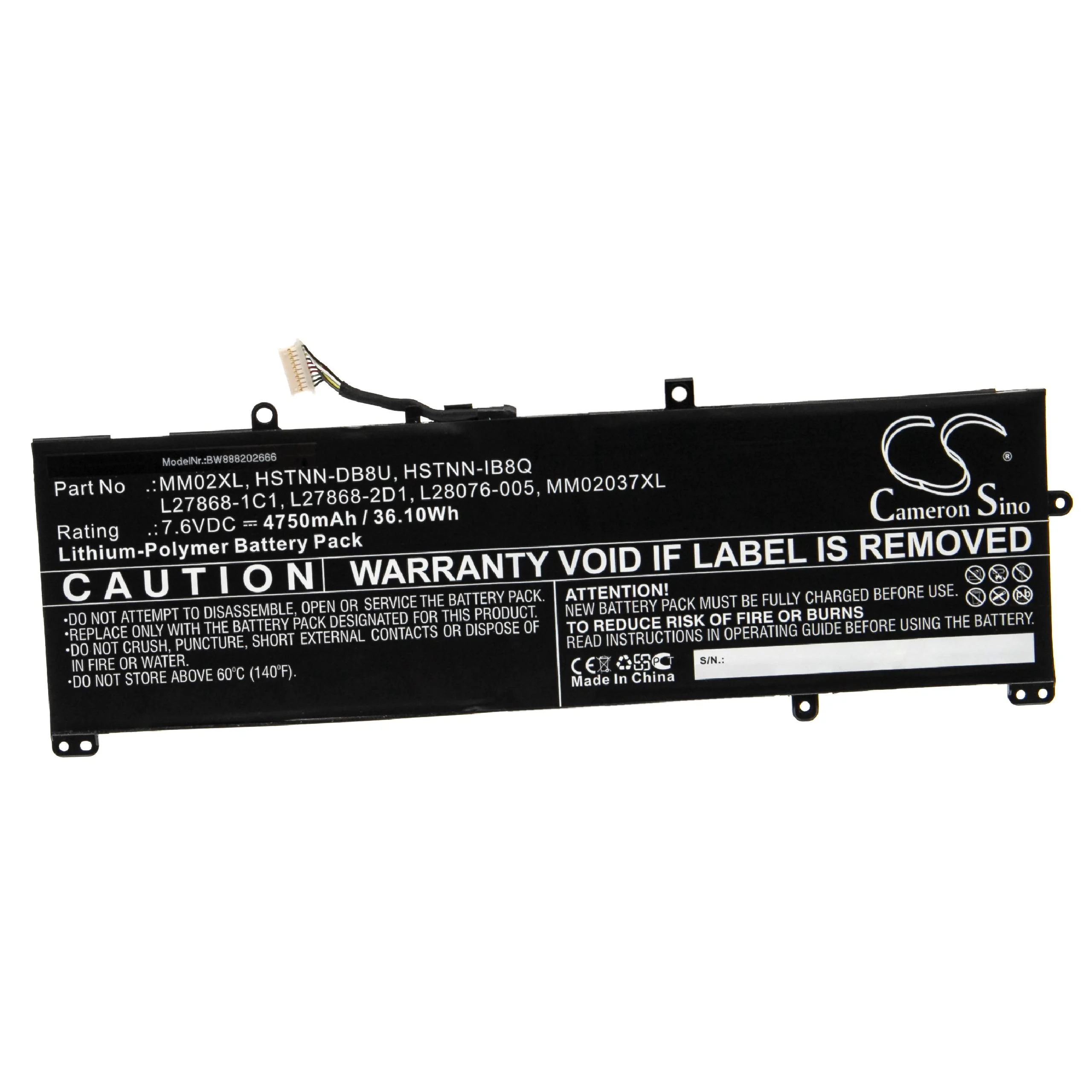 Batterie remplace HP L27868-1C1, HSTNN-IB8Q, HSTNN-DB8U pour ordinateur portable HP- 4750mAh 7,6V Li-polymère