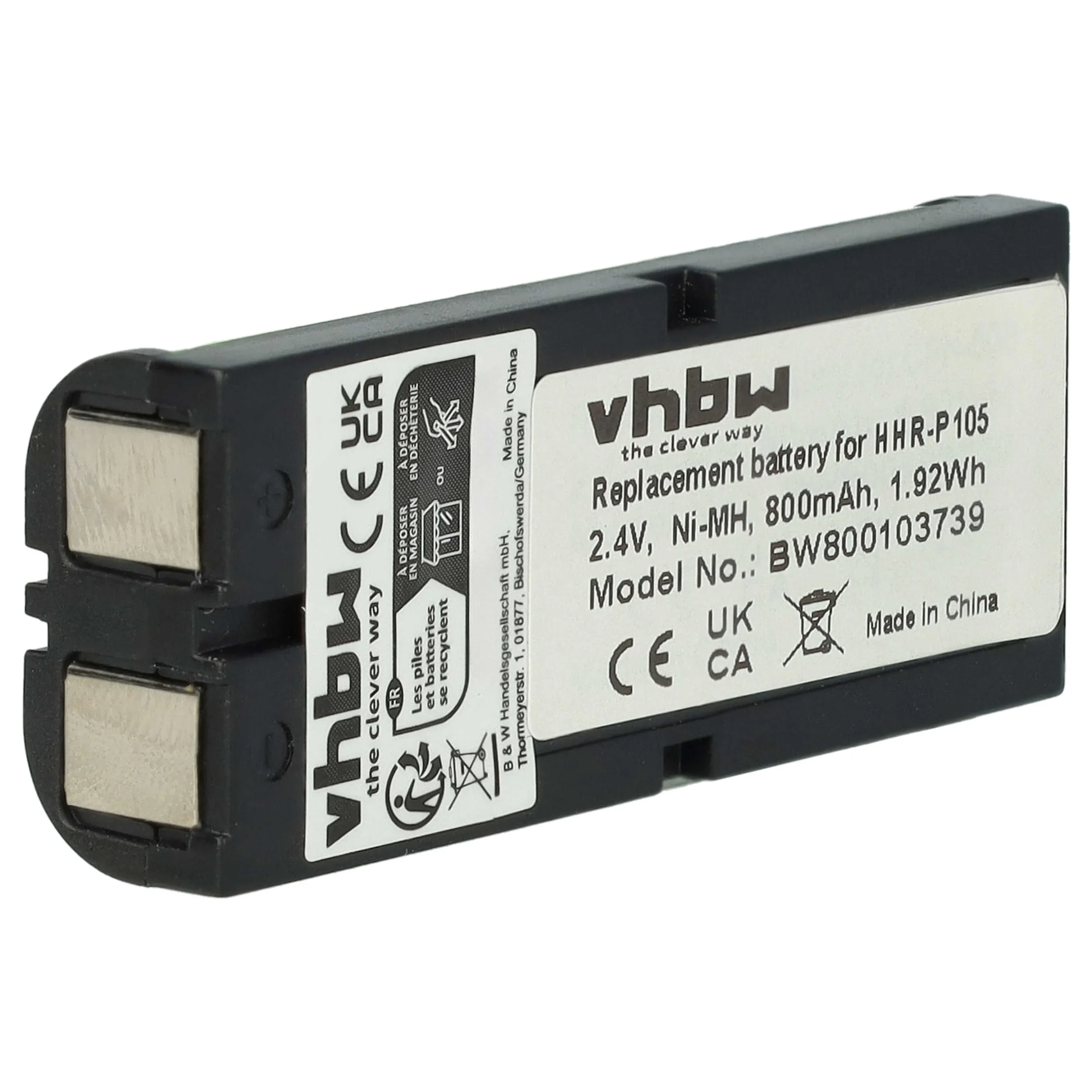 Batterie remplace 86420, BT-1009, HHR-P105, CPH-508, BBTG0658001 pour téléphone Philips - 800mAh 2,4V NiMH
