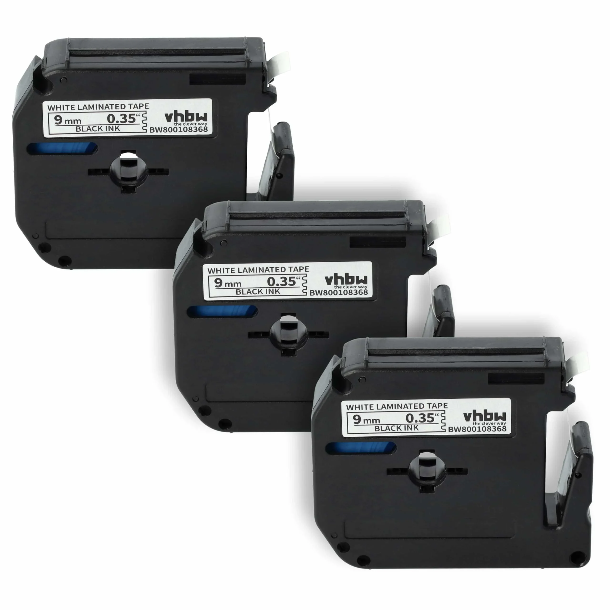 3x Cassettes à ruban remplacent Brother M-K221 - 9mm lettrage Noir ruban Blanc, plastique