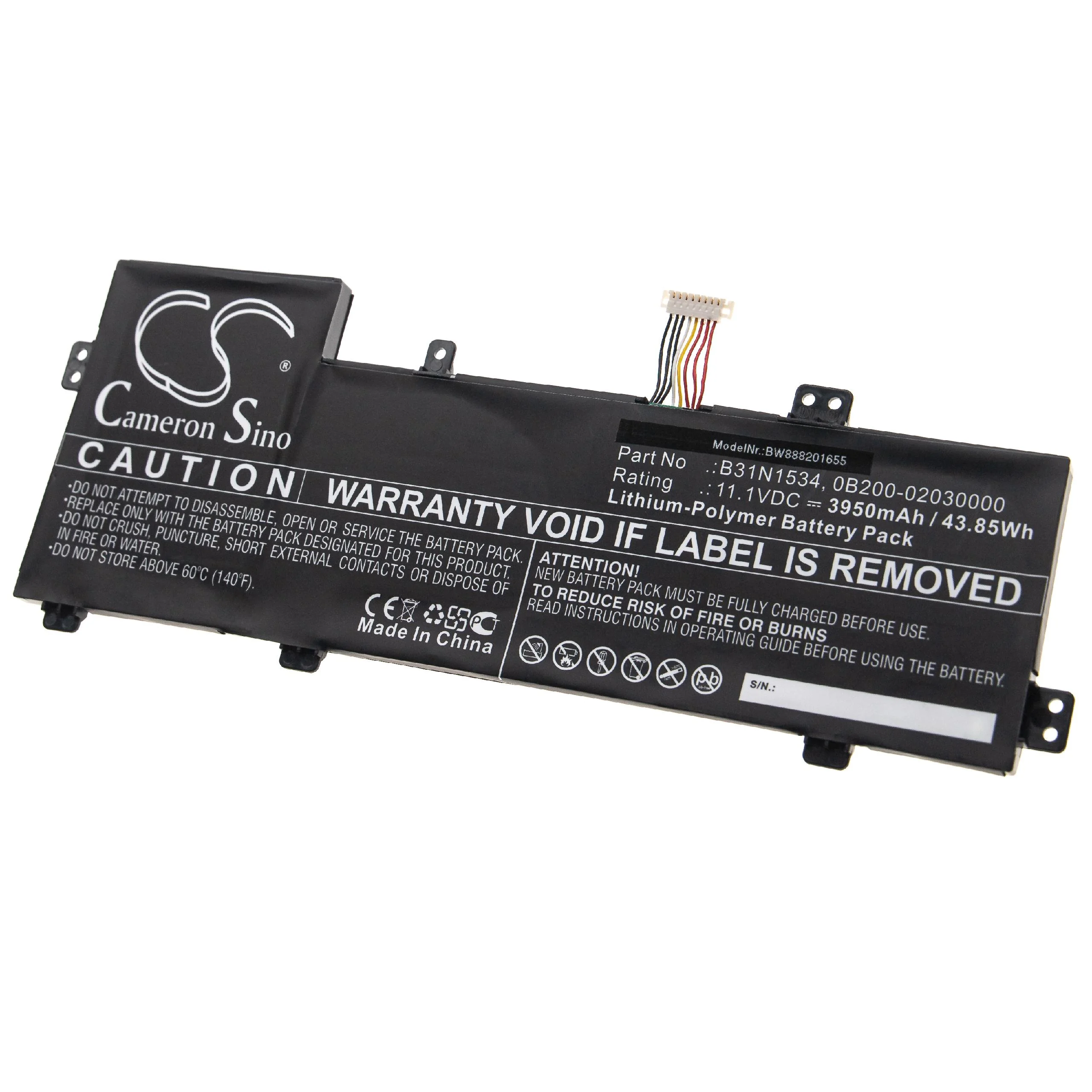Batterie remplace Asus 0B200-02030000, B31N1534 pour ordinateur portable Asus- 3950mAh 11,1V Li-polymère