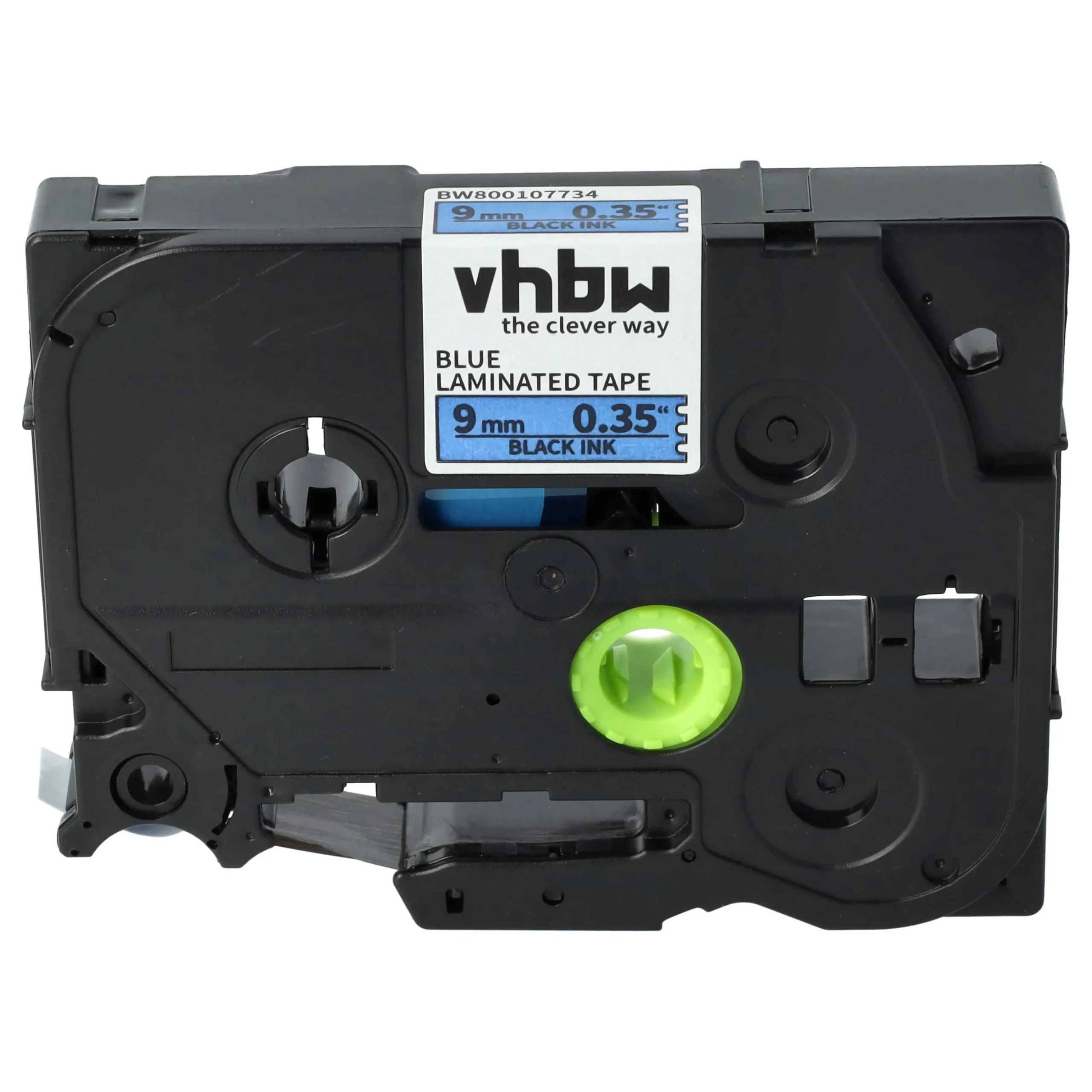 Cassette à ruban remplace Brother TZE-521 - 9mm lettrage Noir ruban Bleu, plastique