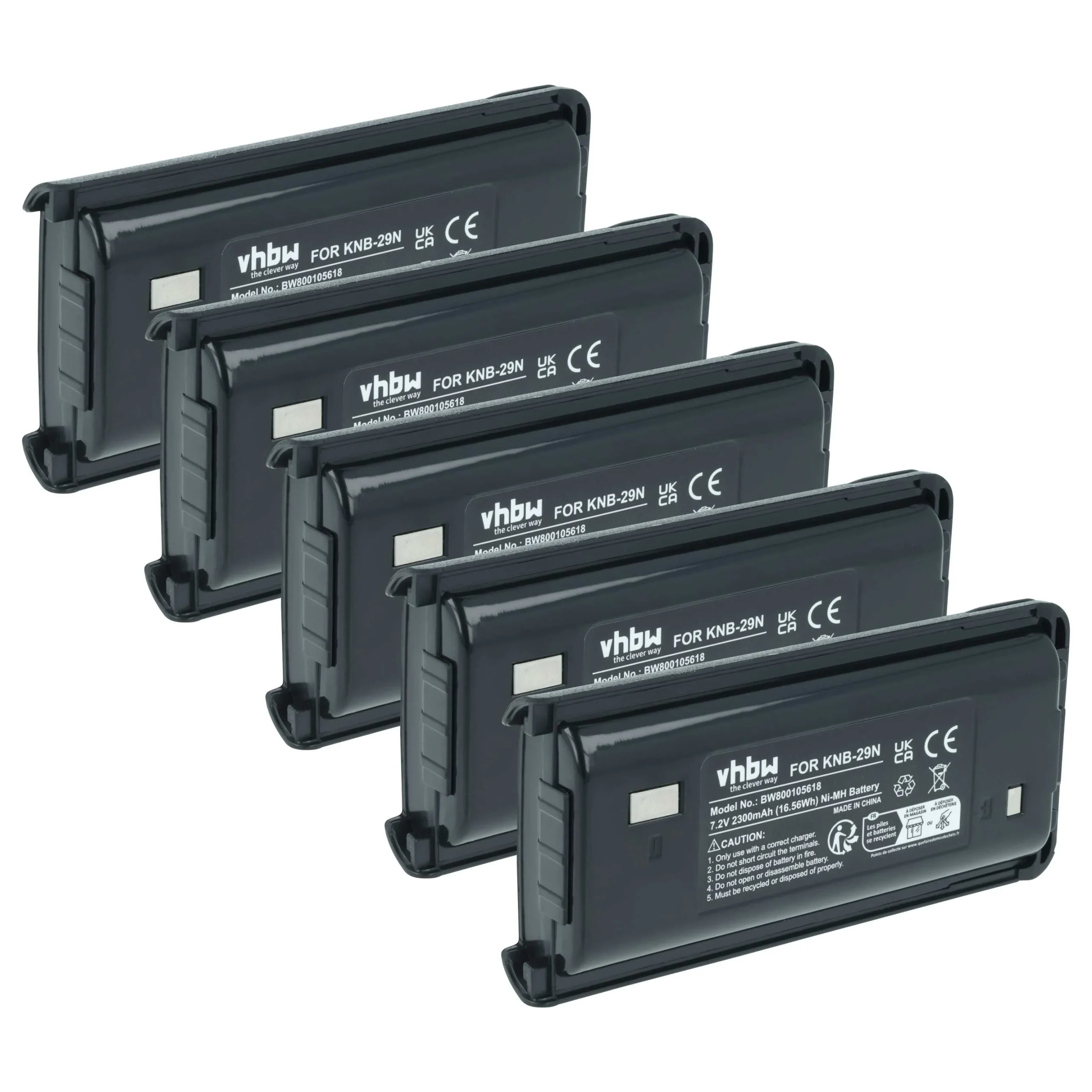 5x Batteries remplace Kenwood BPKNB29MHXT-1, BPKNB29MH pour radio talkie-walkie Kenwood- 2300mAh 7,2V NiMH