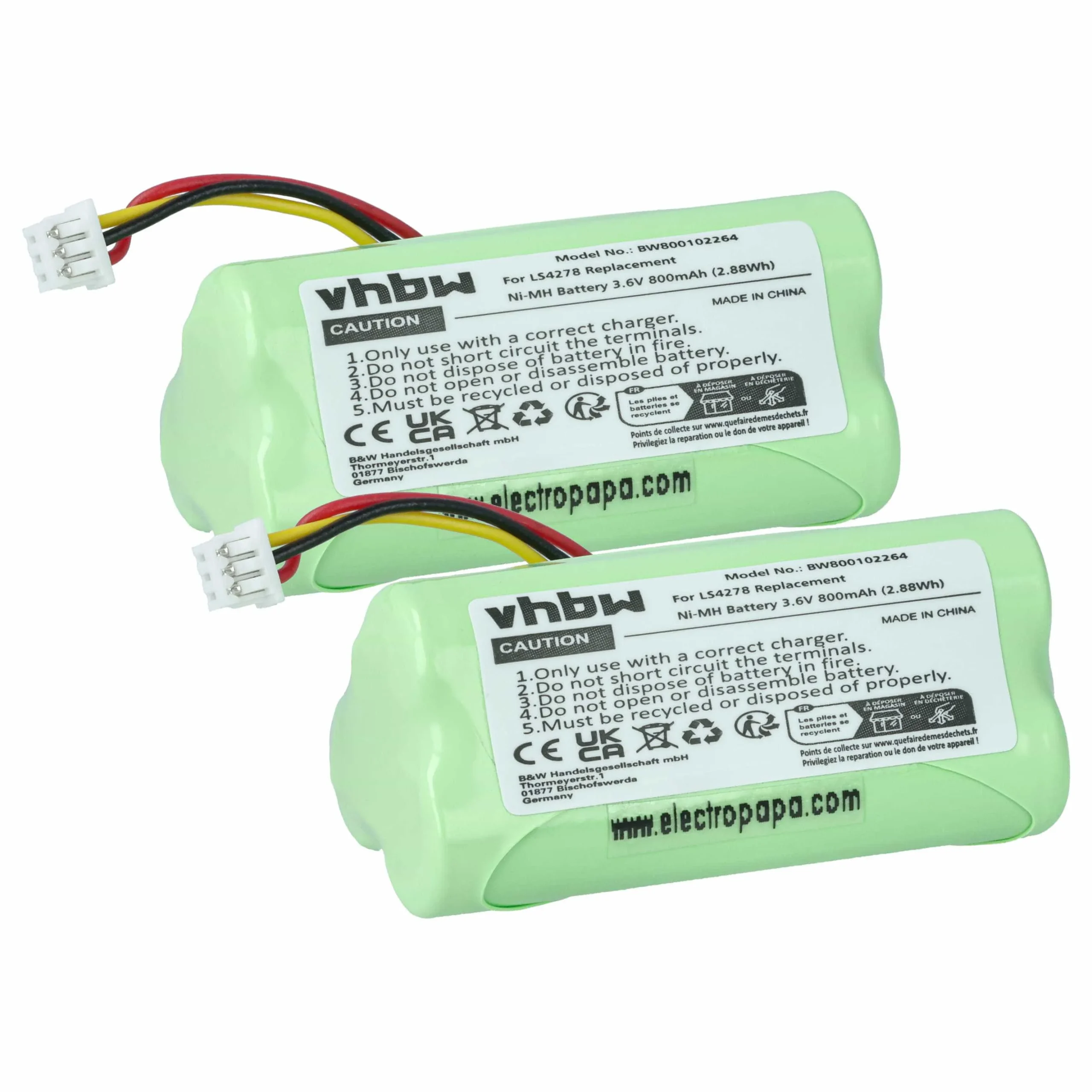 2x Batteries remplace 82-67705-01, BTRY-LS42RAAOE-01 pour scanner de code-barre Symbol - 800mAh 3,6V
