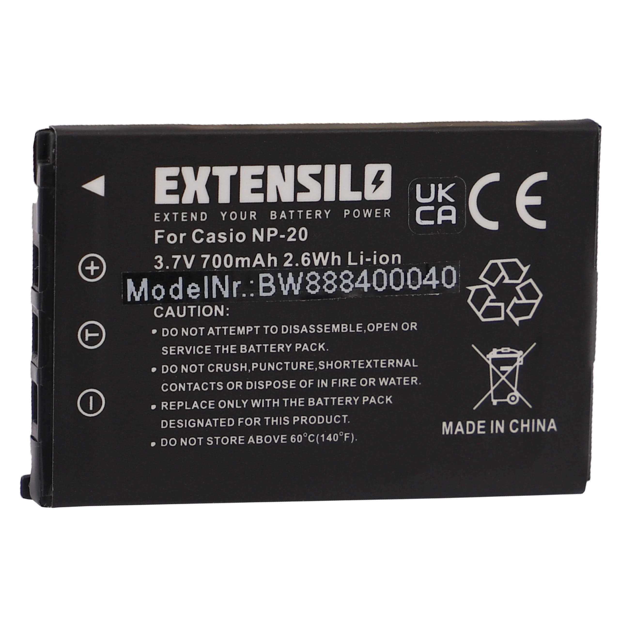 Batterie remplace Casio NP-20 pour appareil photo Easypix- 700mAh 3,7V Li-ion