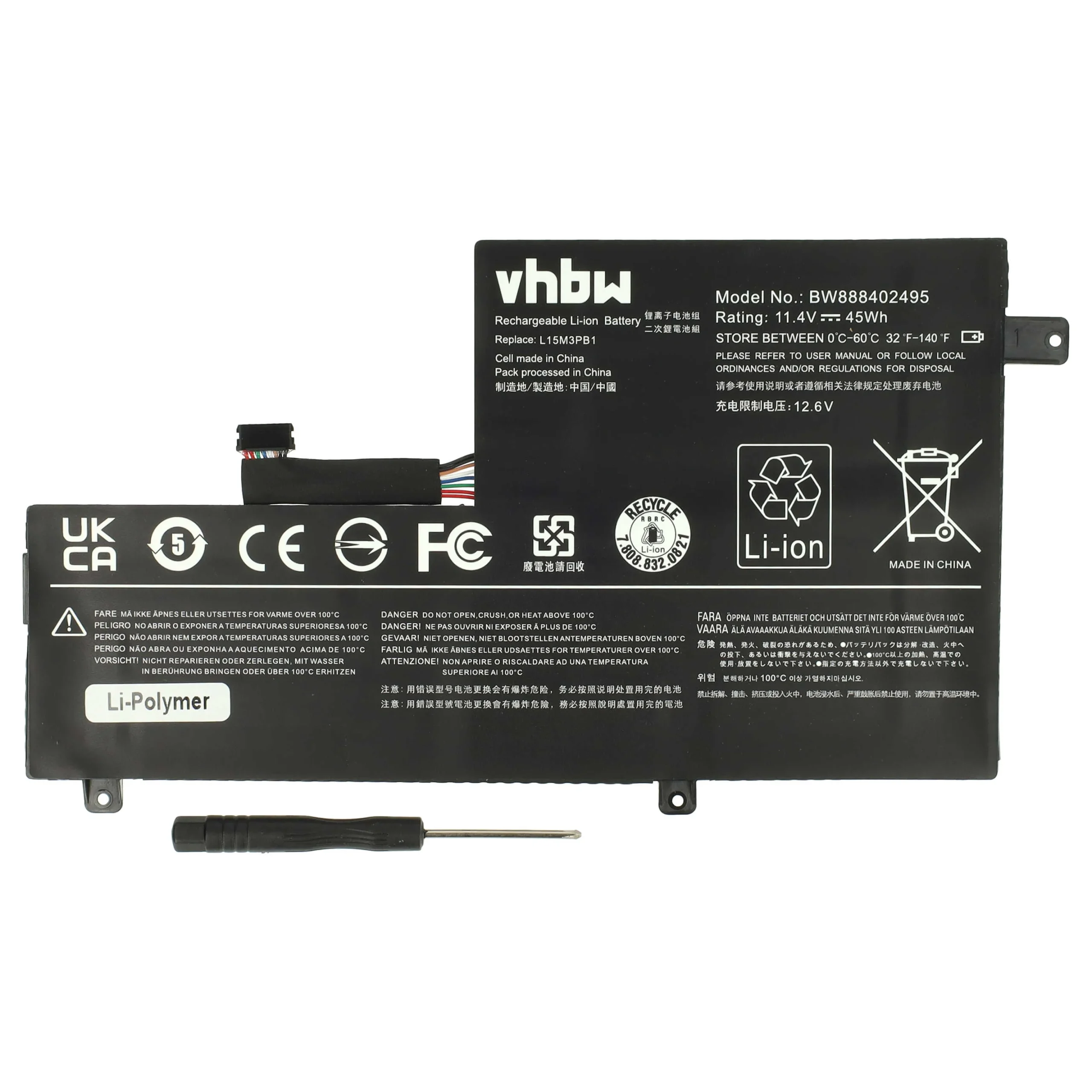 Batterie remplace Lenovo 5B10K88048, 5B10K88047 pour ordinateur portable Lenovo- 3900mAh 11,4V Li-polymère