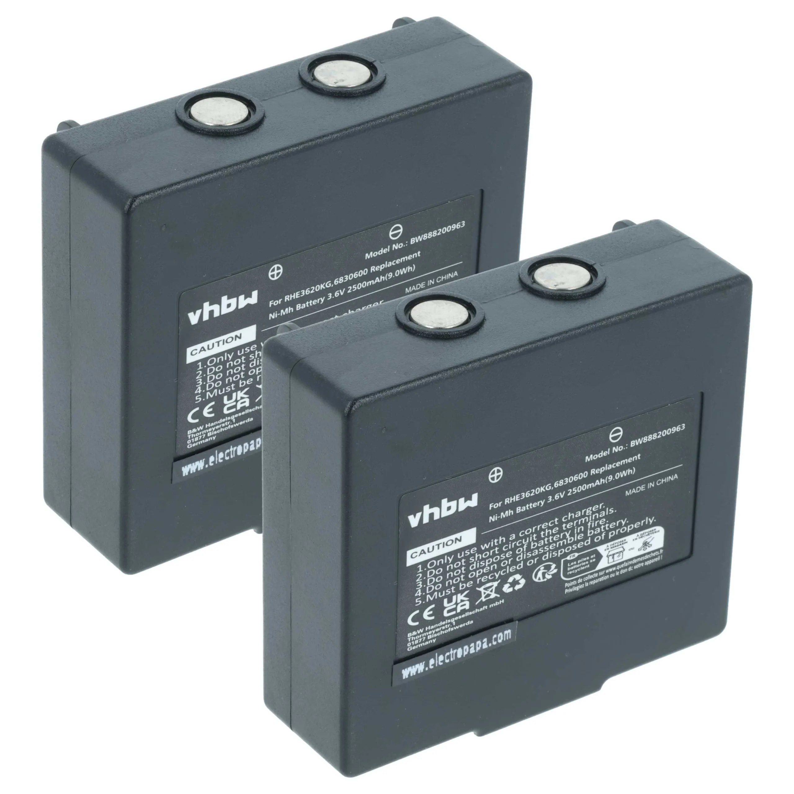 Batterie (2 pièces) remplace Abitron KH68300990, EX2-22 - 2500mAh 3,6V NiMH