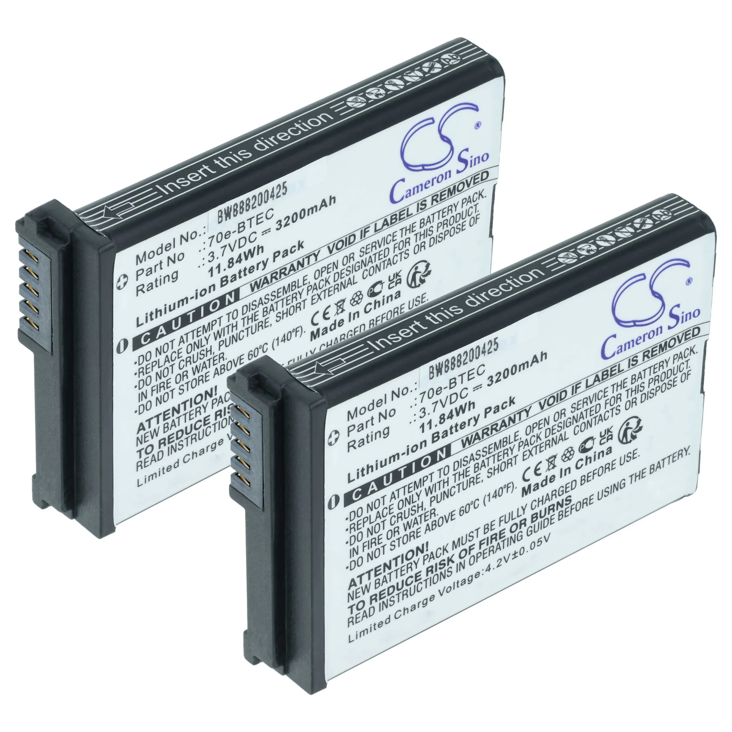 2x Batteries remplace Honeywell 60S-BATT-1, 70e-BTEC pour ordinateur de poche Honeywell - 3200mAh 3,7V Li-ion