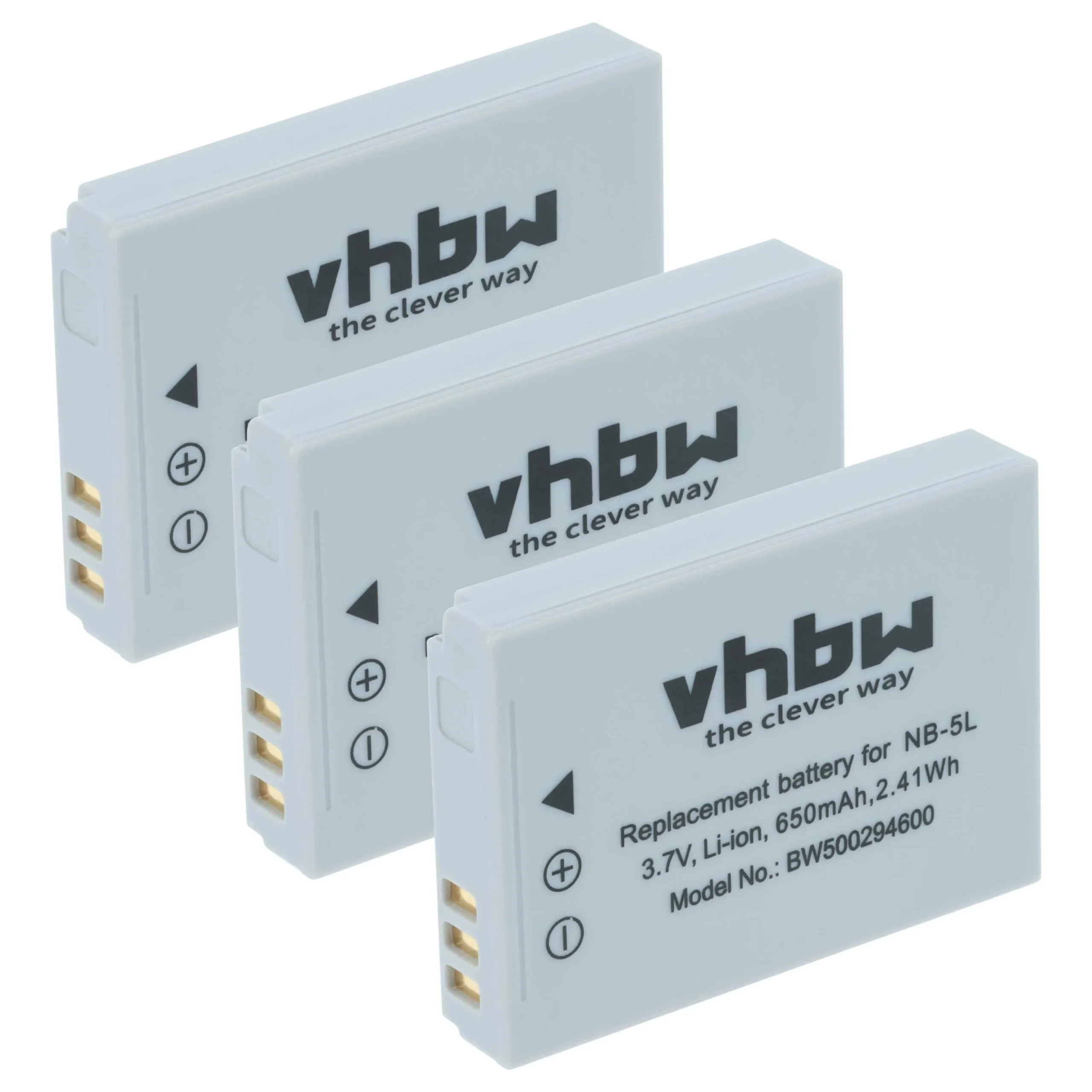 3x Batteries remplace Canon NB-5L pour appareil photo Canon- 650mAh 3,6V Li-ion