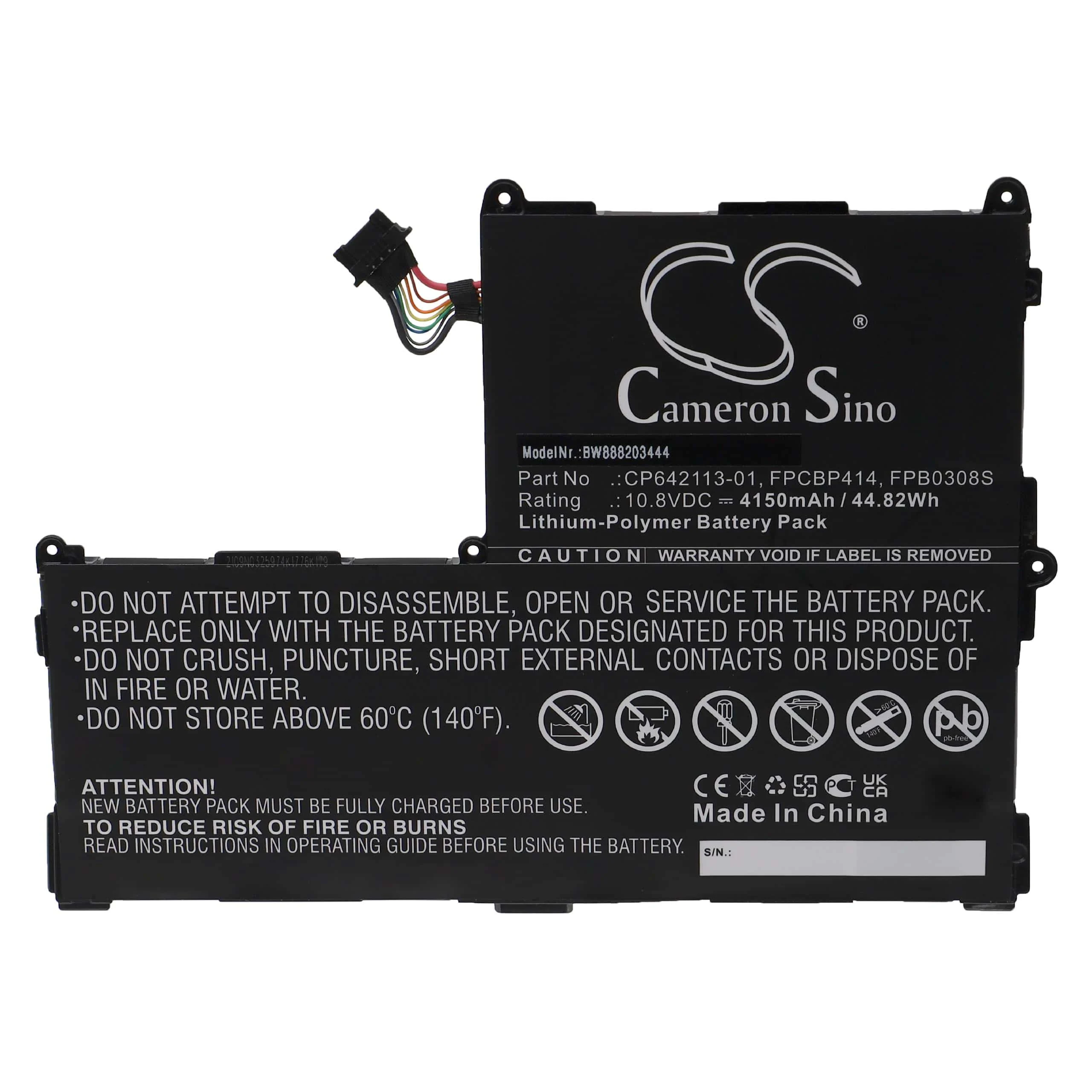 Batterie remplace Fujitsu FPCBP414, FPB0308S, CP642113-01 tablette - 4150mAh 10,8V Li-polymère