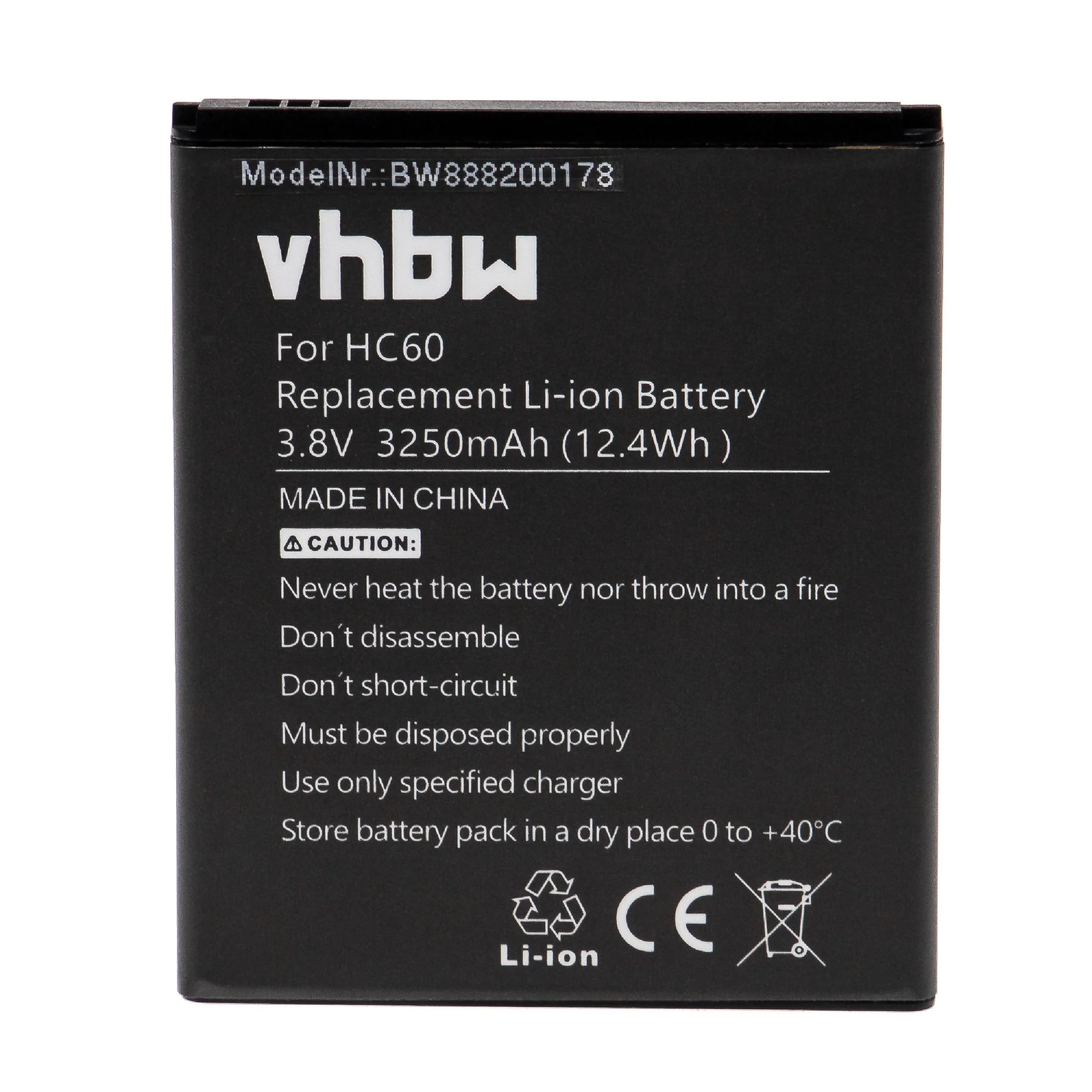 Batterie remplace Motorola HC60 téléphone portable Motorola - 3250mAh 3,8V Li-polymère