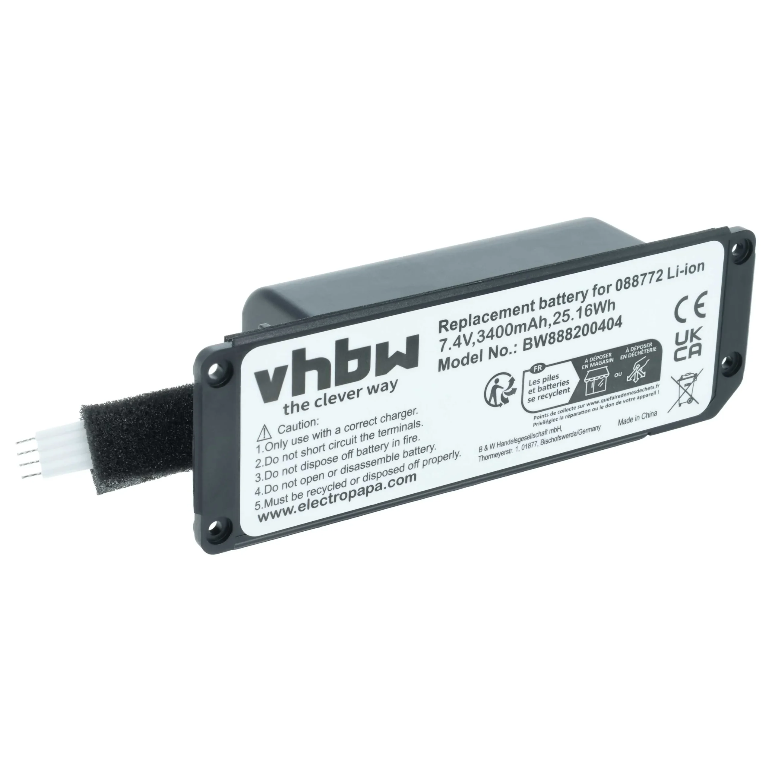 Batterie remplace Bose 088796, 088789, 088772, 080841 enceinte Bose - 3400mAh 7,4V Li-ion