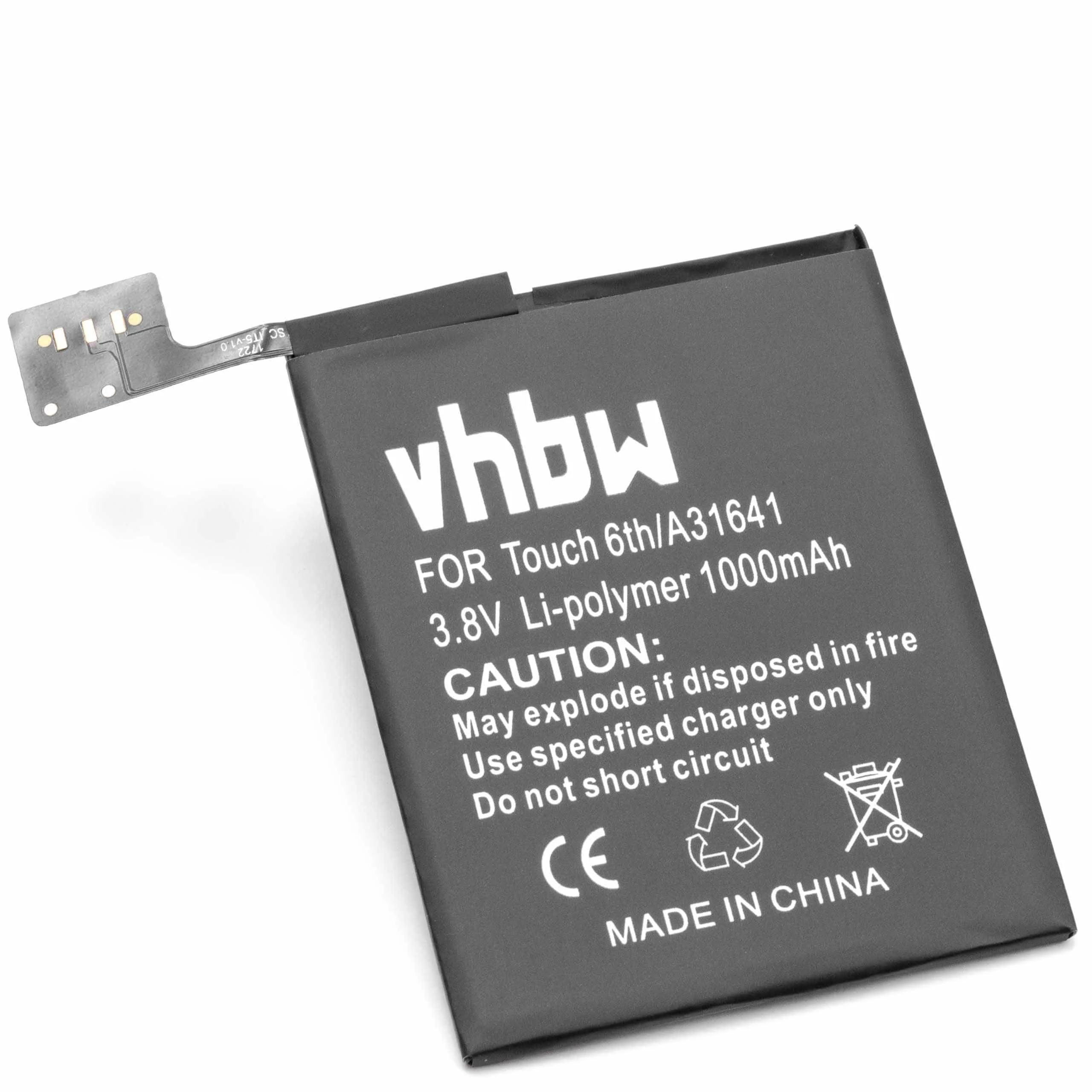 Batterie remplace Apple A1641, 020-00425 pour lecteur MP3 Apple - 1000mAh 3,85V Li-polymère
