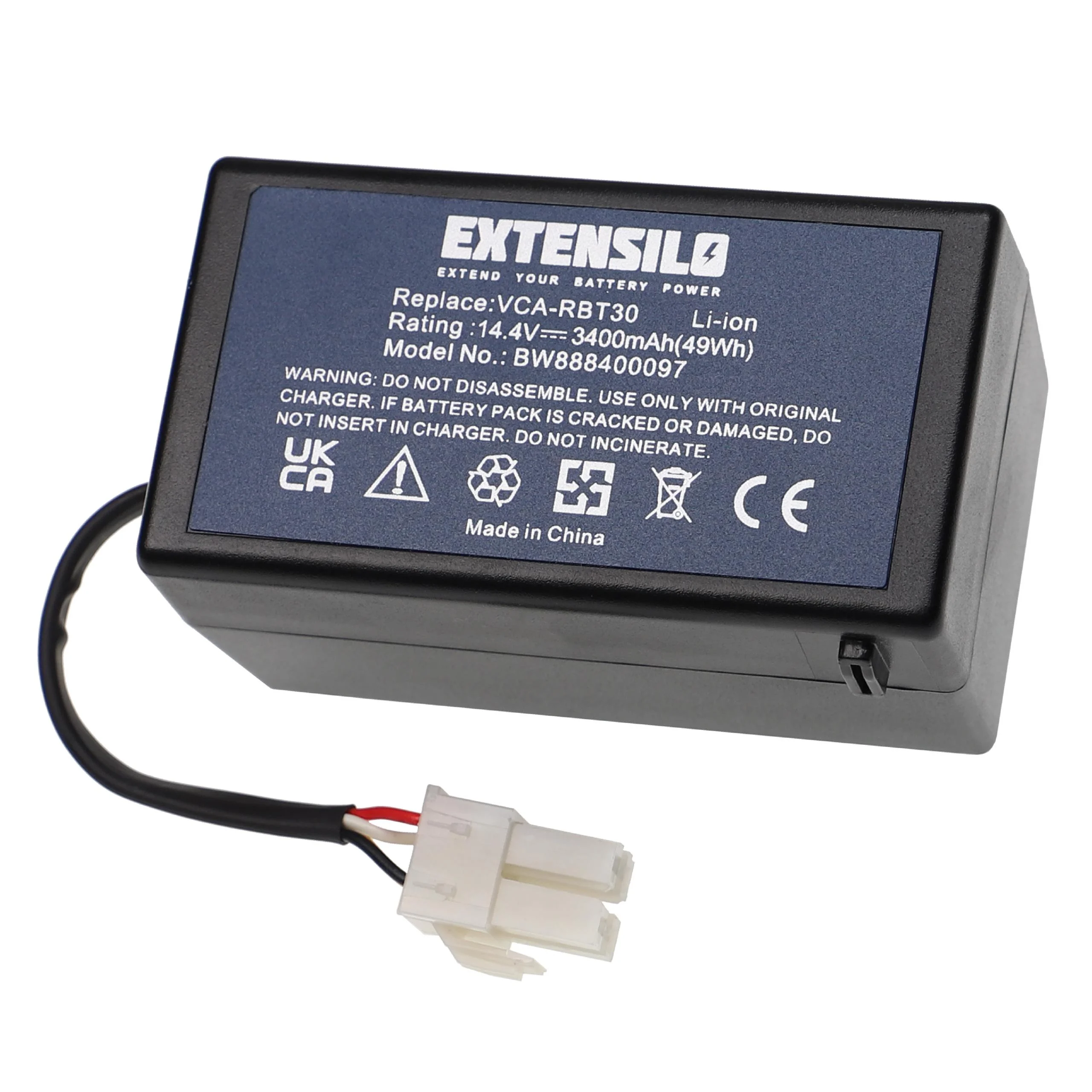Batterie remplace Samsung DJ43-00006B, DJ43-00006A pour robot aspirateur Samsung - 3400mAh 14,4V Li-ion