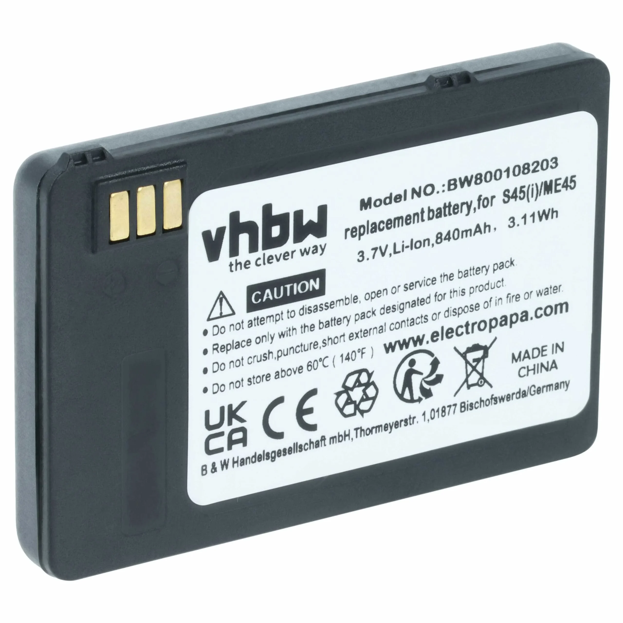 Batterie remplace Siemens V30145-K1310-X185, N4501-A100 téléphone portable Siemens - 840mAh 3,7V Li-ion