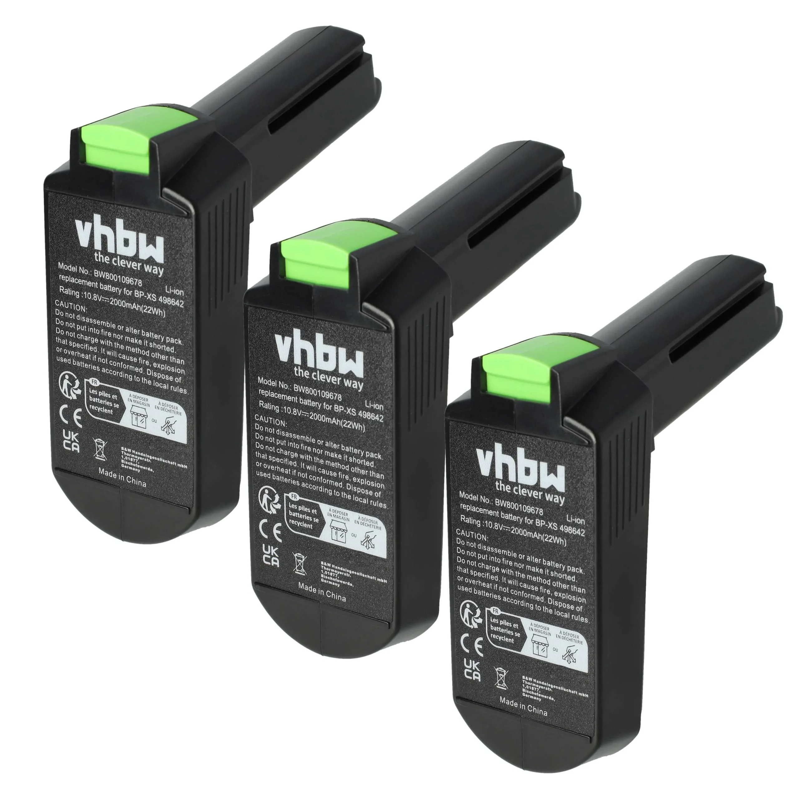 Batterie (3 pcs.) remplace Festool 498616, 498338, 498336, 498339 outil électrique Festool - 2Ah 10,8V Li-ion