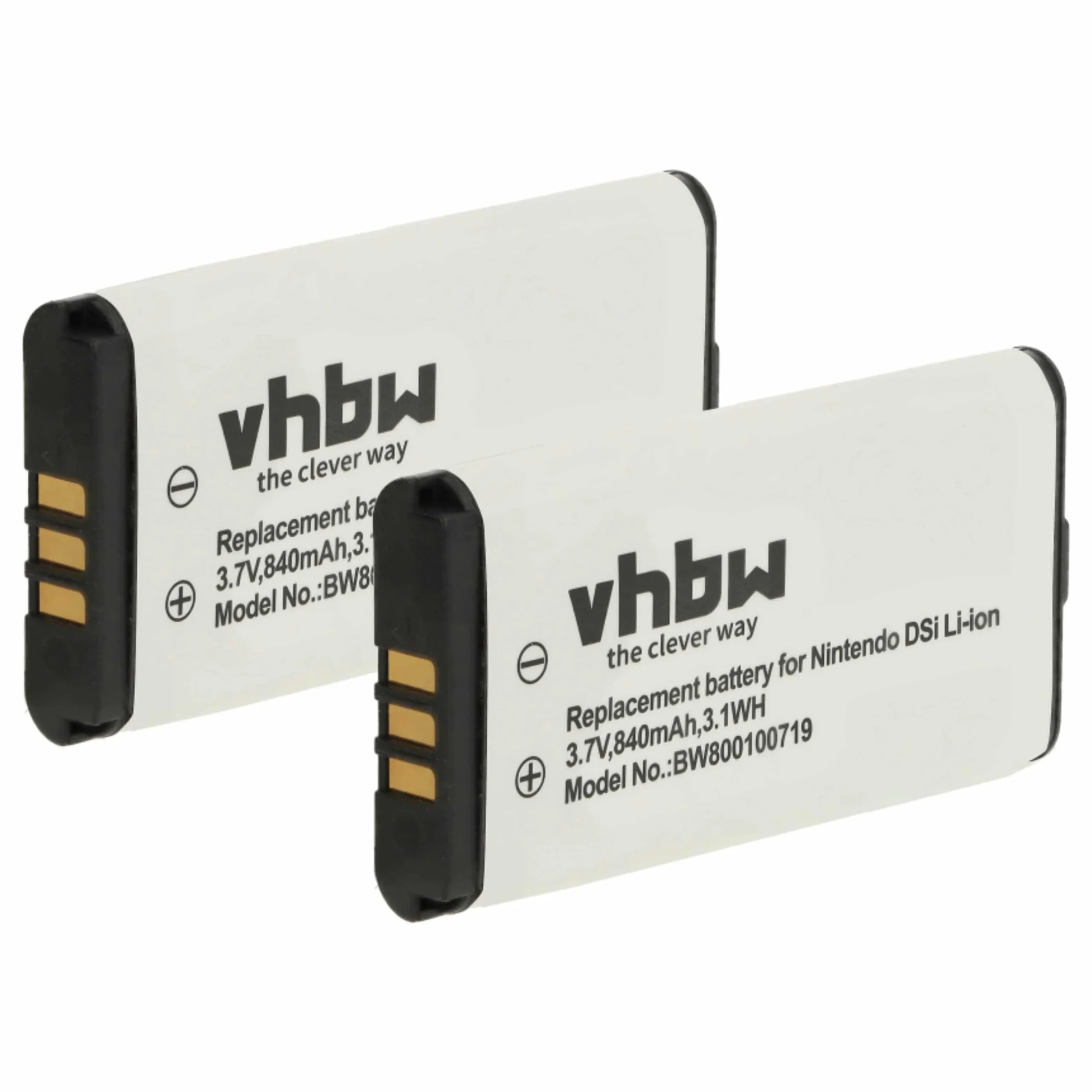 Batterie (2 pcs.) remplace Nintendo TWL-001, C/TWL-A-BP, TWL-003, BOAMK01 console de jeux - 840mAh 3,7V Li-ion