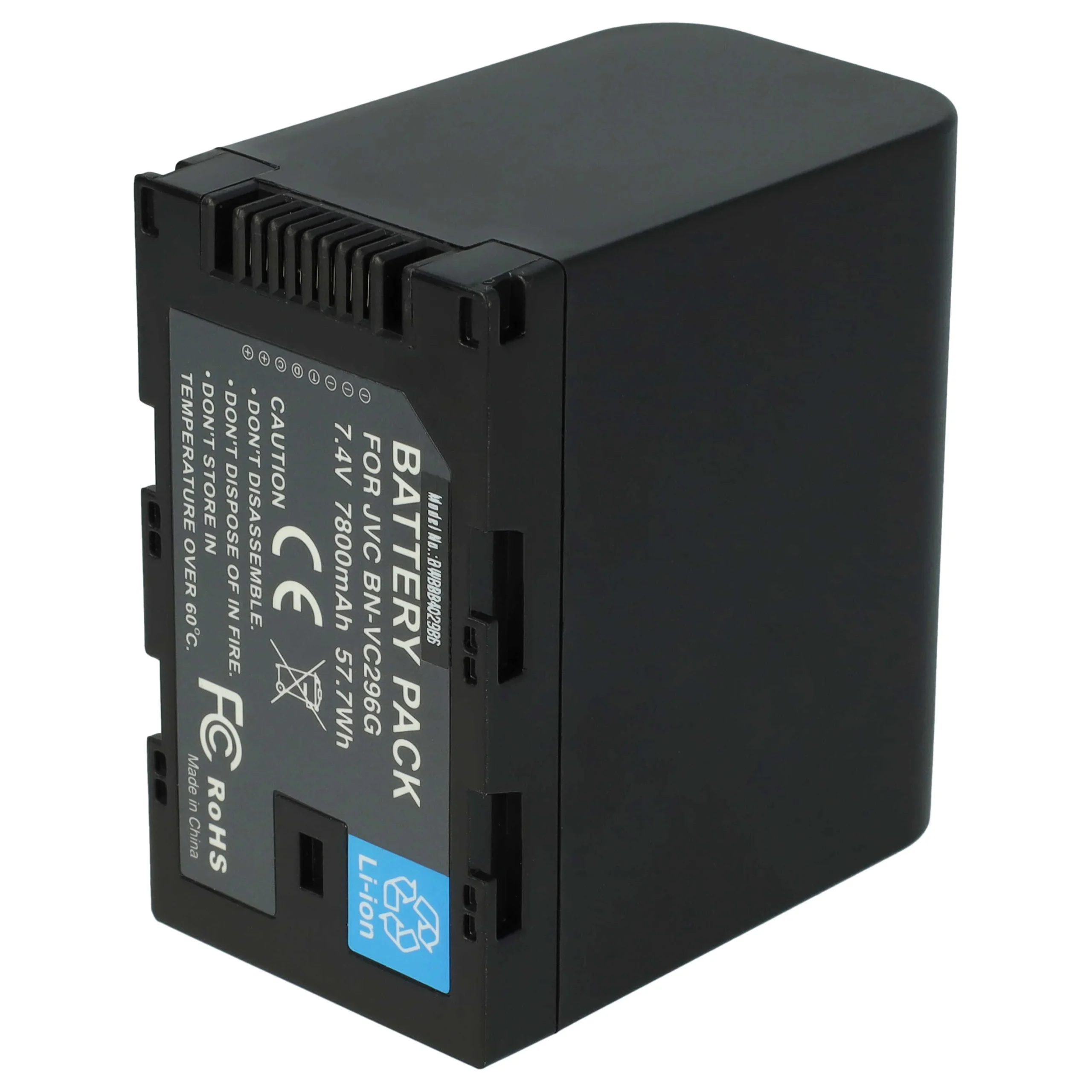 Batterie remplace JVC BN-VC298G, BN-VC296G, BN-VC264G pour caméscope JVC- 7800mAh 7,4V Li-ion