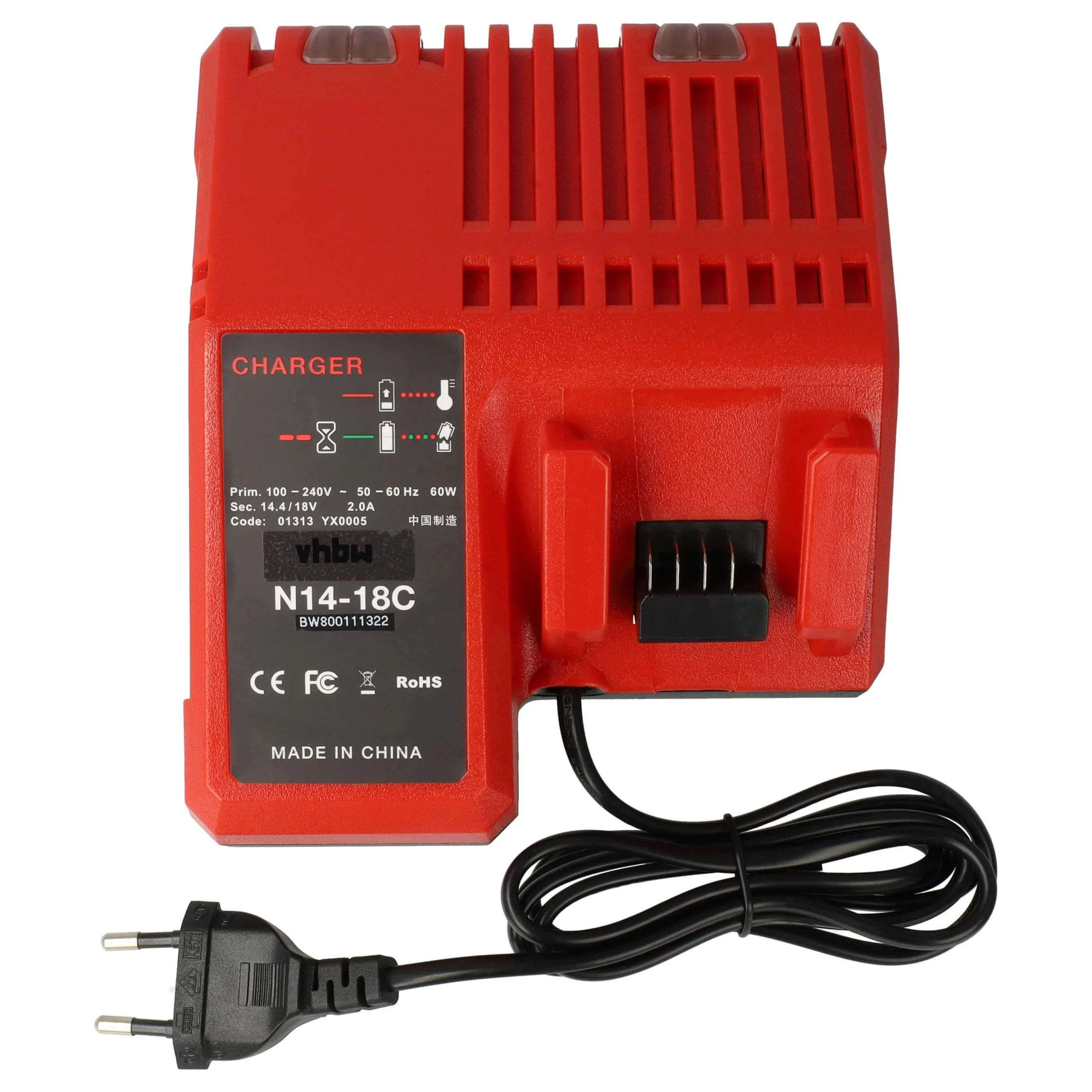 Chargeur remplace Milwaukee M18, 4932352959, M14 pour batterie d'outil électrique BTI - Li-ion, 3,0A
