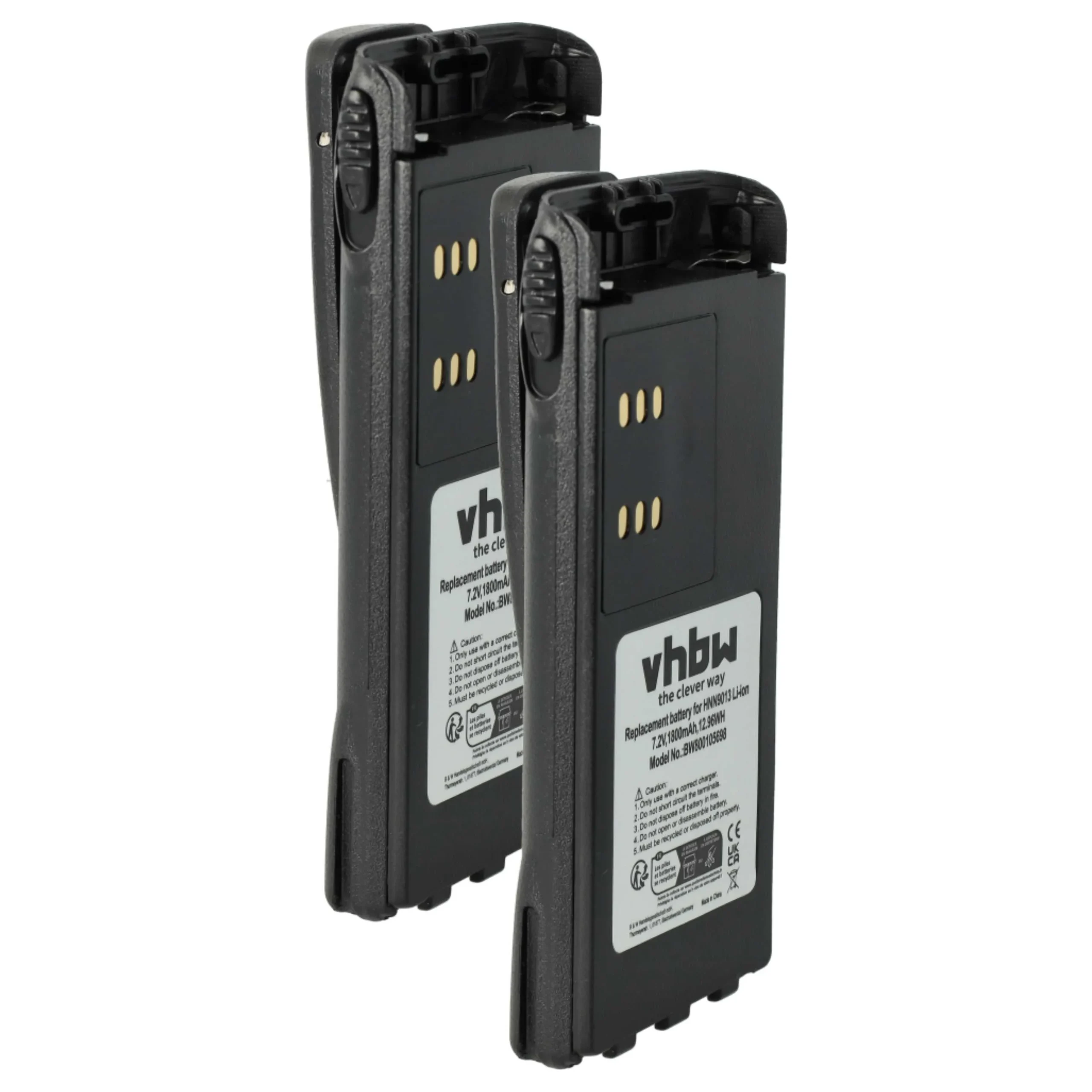 2x Batteries remplace Motorola HMNN4151, HMNN4154 pour radio talkie-walkie Motorola- 1800mAh 7,2V Li-ion