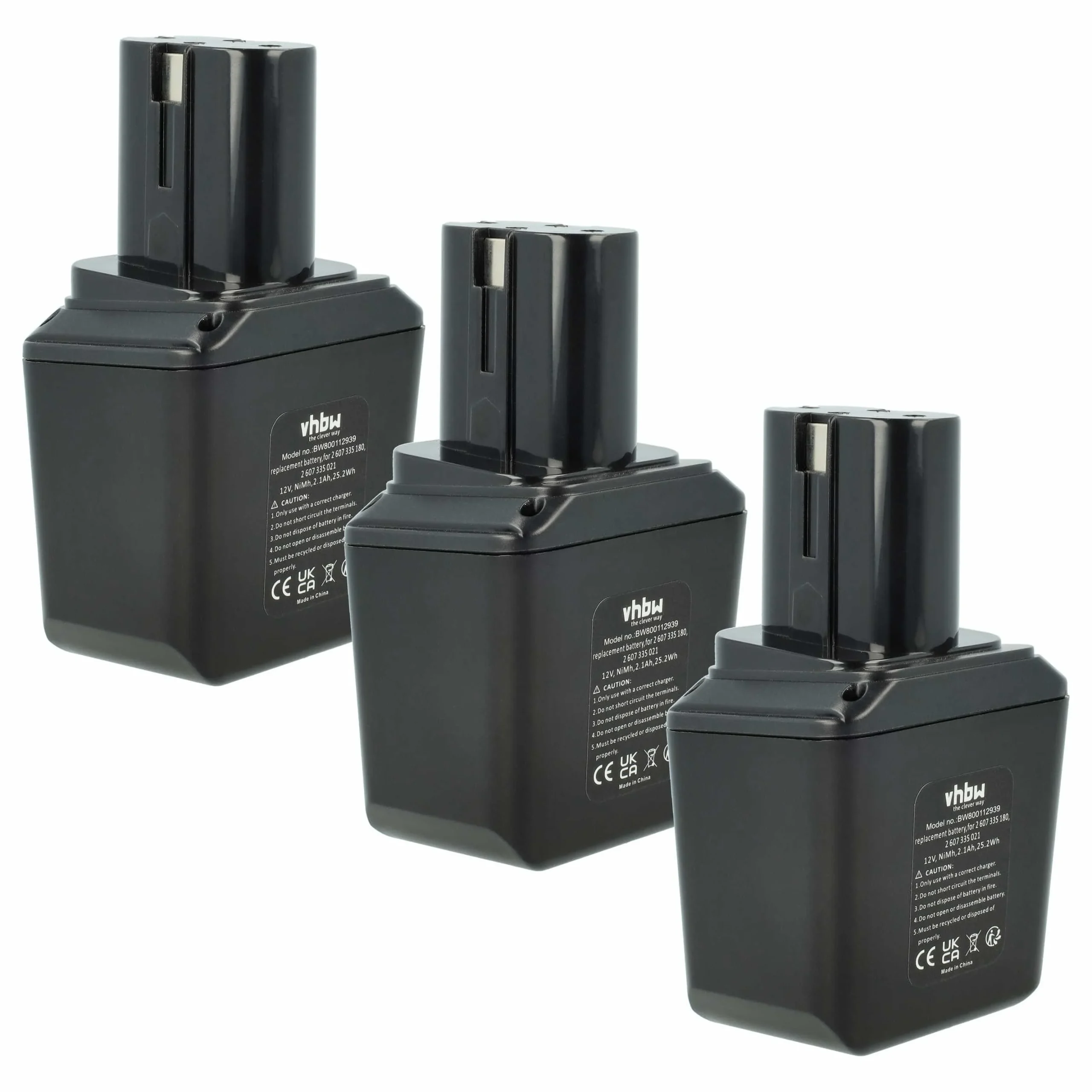 Batterie (3 pcs.) remplace Bosch 2 607 335 180, 2 607 335 021 outil électrique Bosch - 2,1Ah 12V NiMH