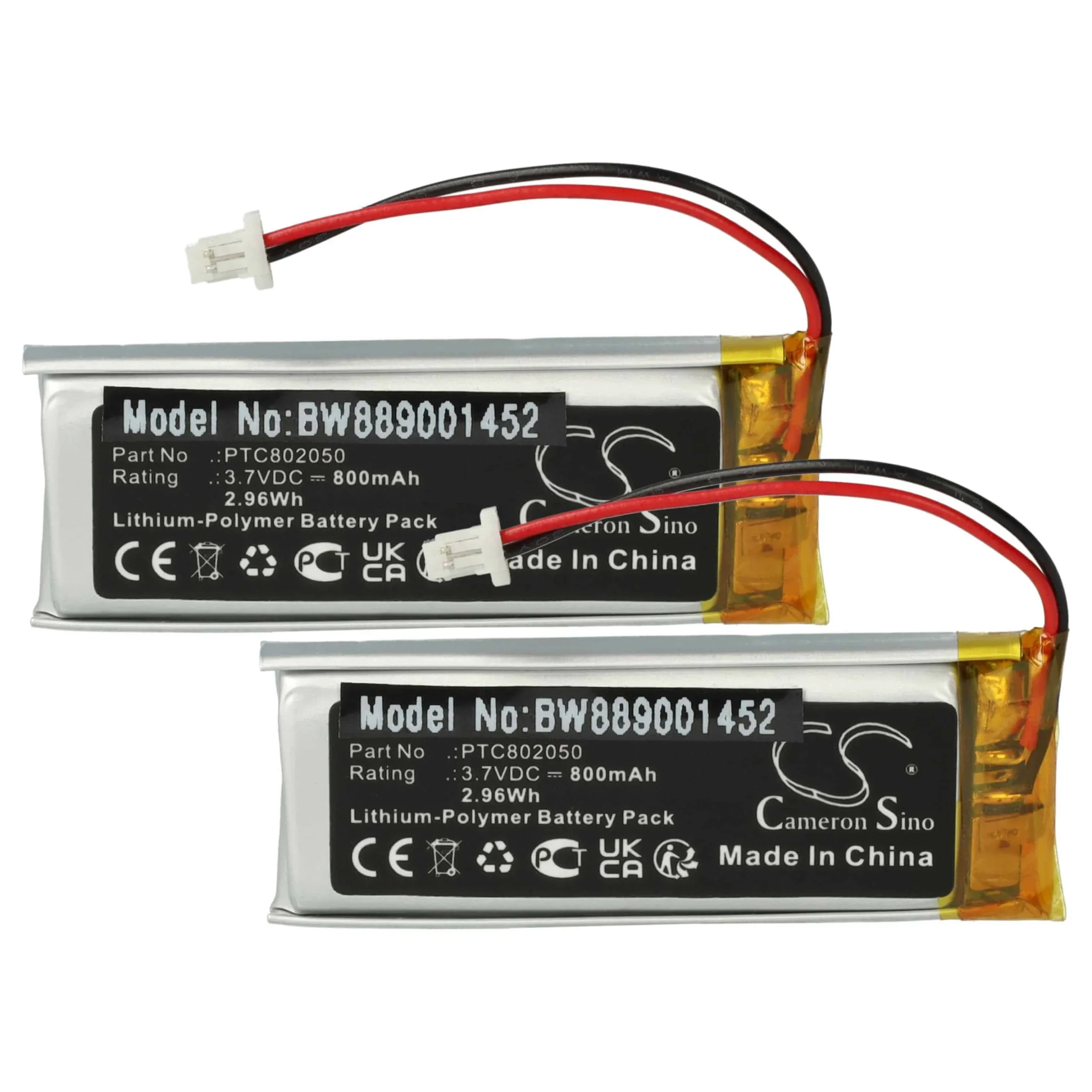 Batterie (2 pcs.) remplace Sena XK701953, PTC802050 casque audio Sena - 800mAh 3,7V Li-polymère