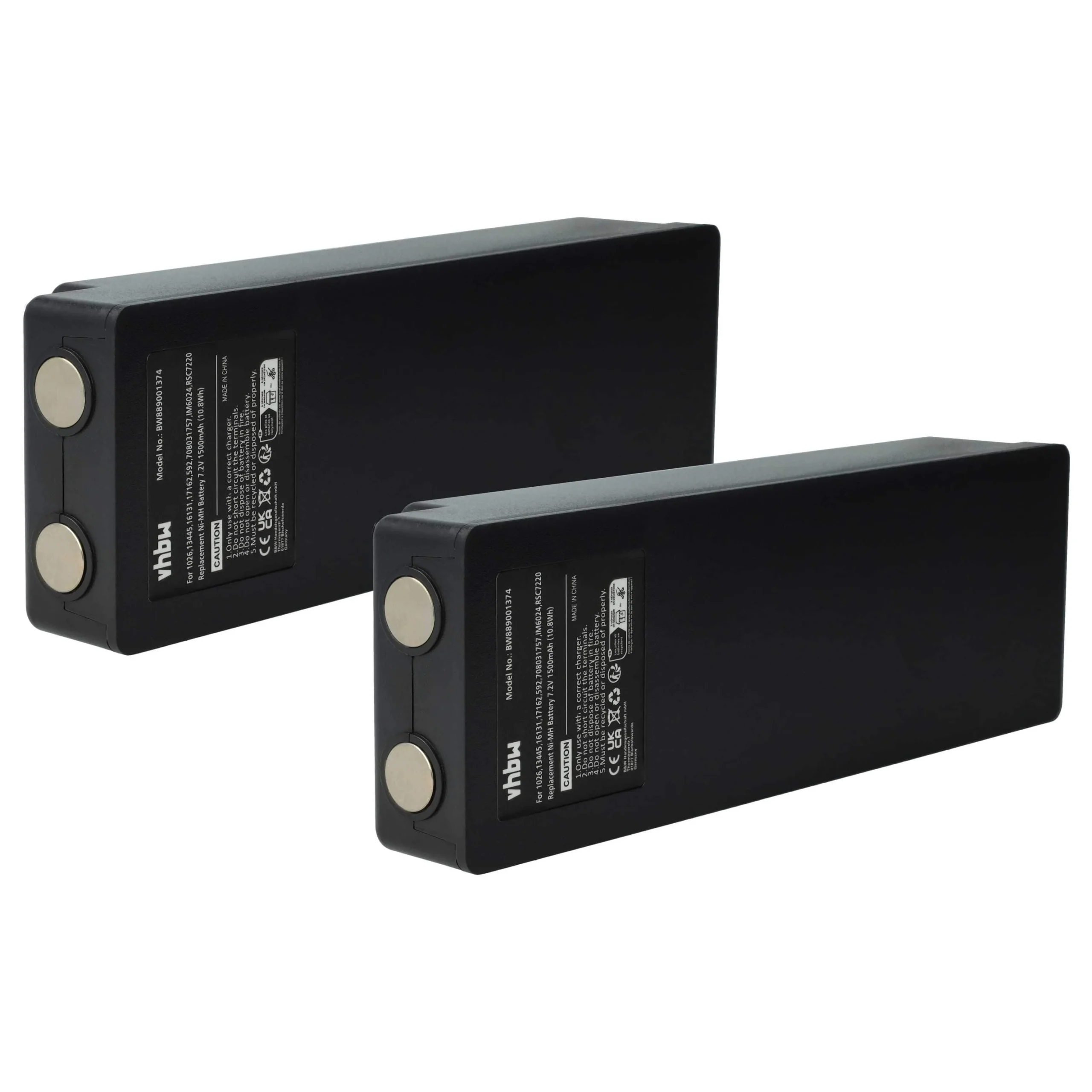 Batterie (2 pièces) remplace Palfinger IM6024, 17162, 708031757, 16131, 1026, 13445 - 1500mAh 7,2V NiMH