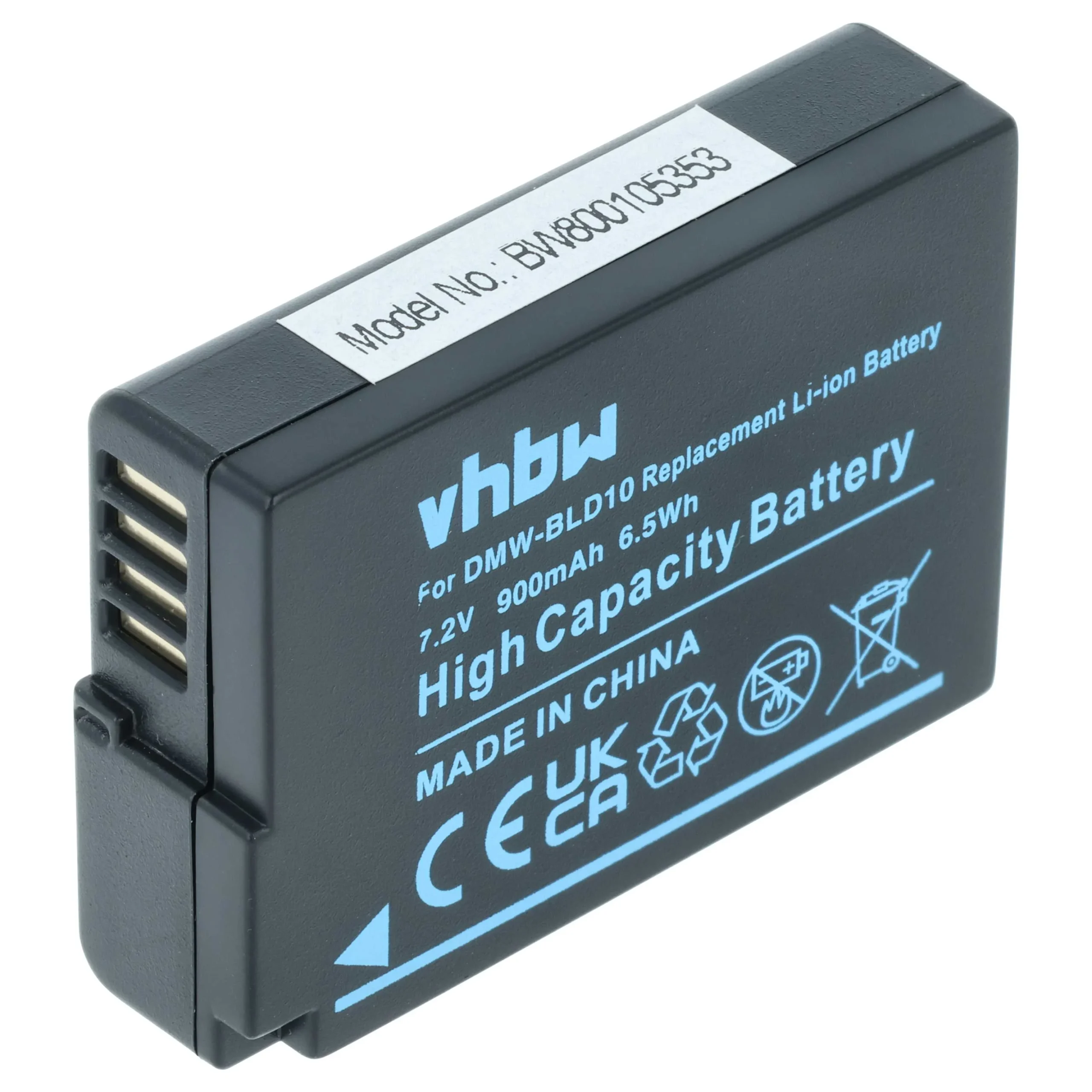 Batterie remplace Panasonic DMW-BLD10, DMW-BLD10E pour appareil photo Panasonic- 950mAh 7,2V Li-ion