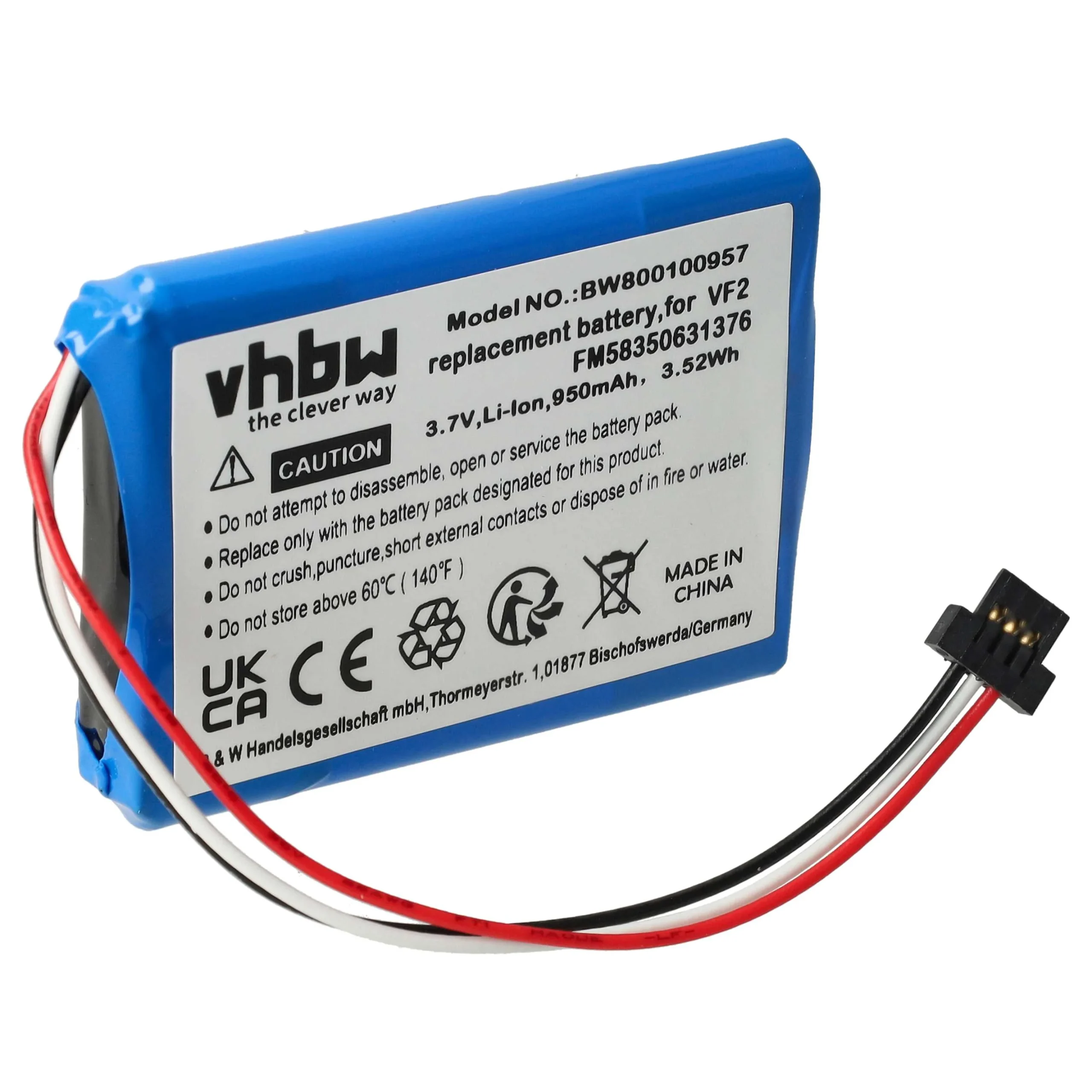 Batterie remplace TomTom FM58350631376, VF2, AHA11110005, VF6D pour navigation GPS TomTom - 950mAh 3,7V Li-ion