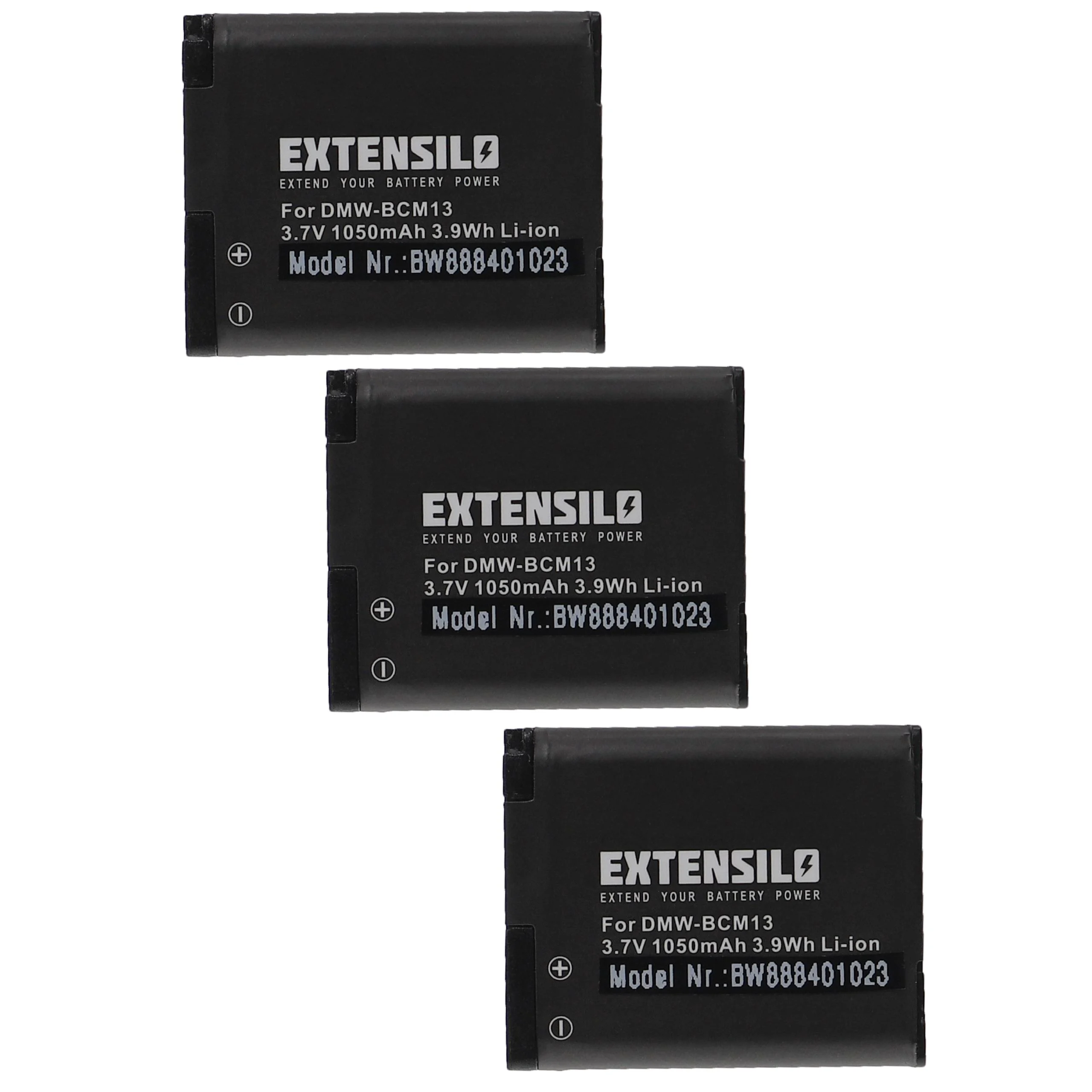 3x Batteries remplace Panasonic DMW-BCM13E, DMW-BCM13 pour appareil photo Panasonic- 1050mAh 3,7V Li-ion