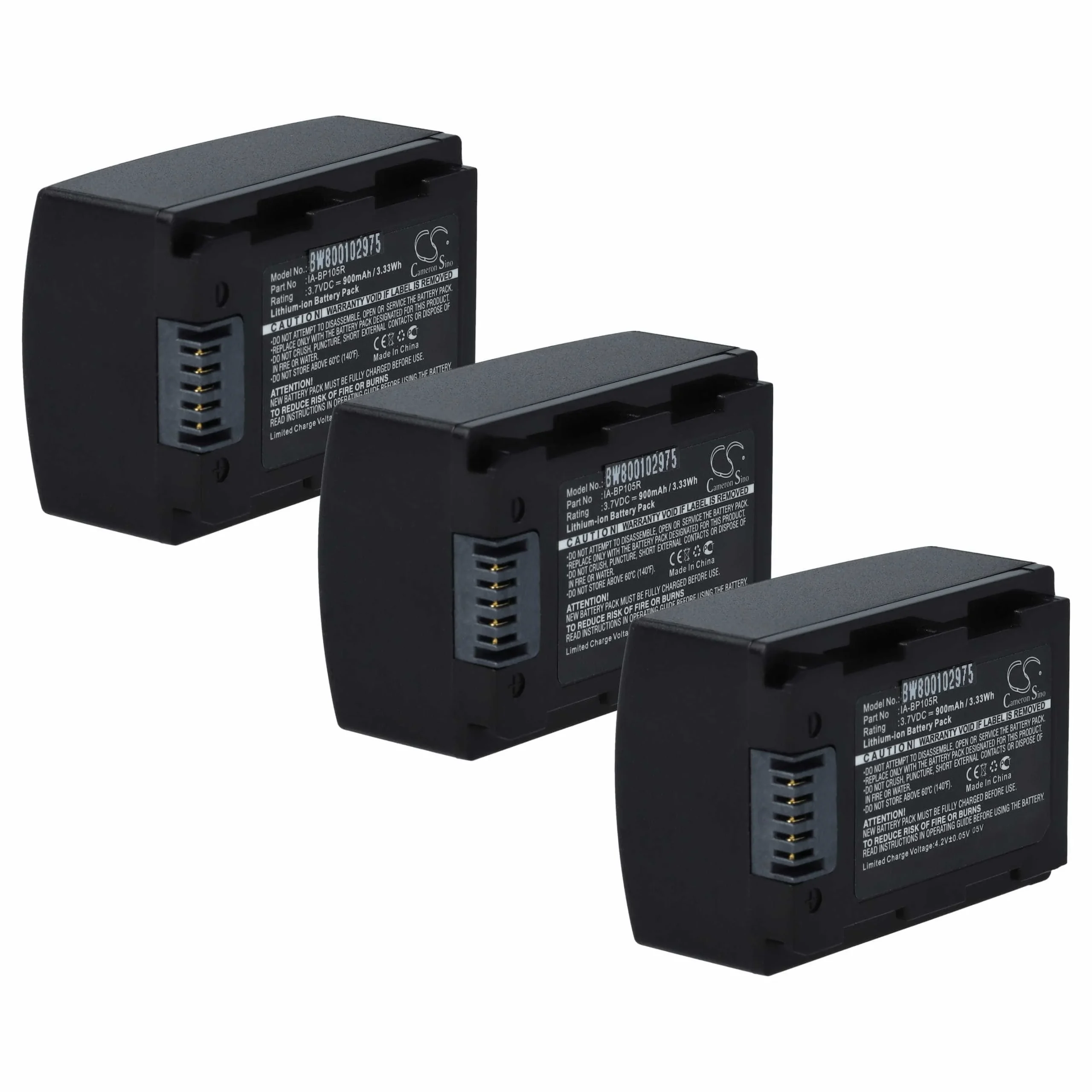 3x Batteries remplace Samsung IA-BP105R pour caméscope Samsung- 1100mAh 3,7V Li-ion