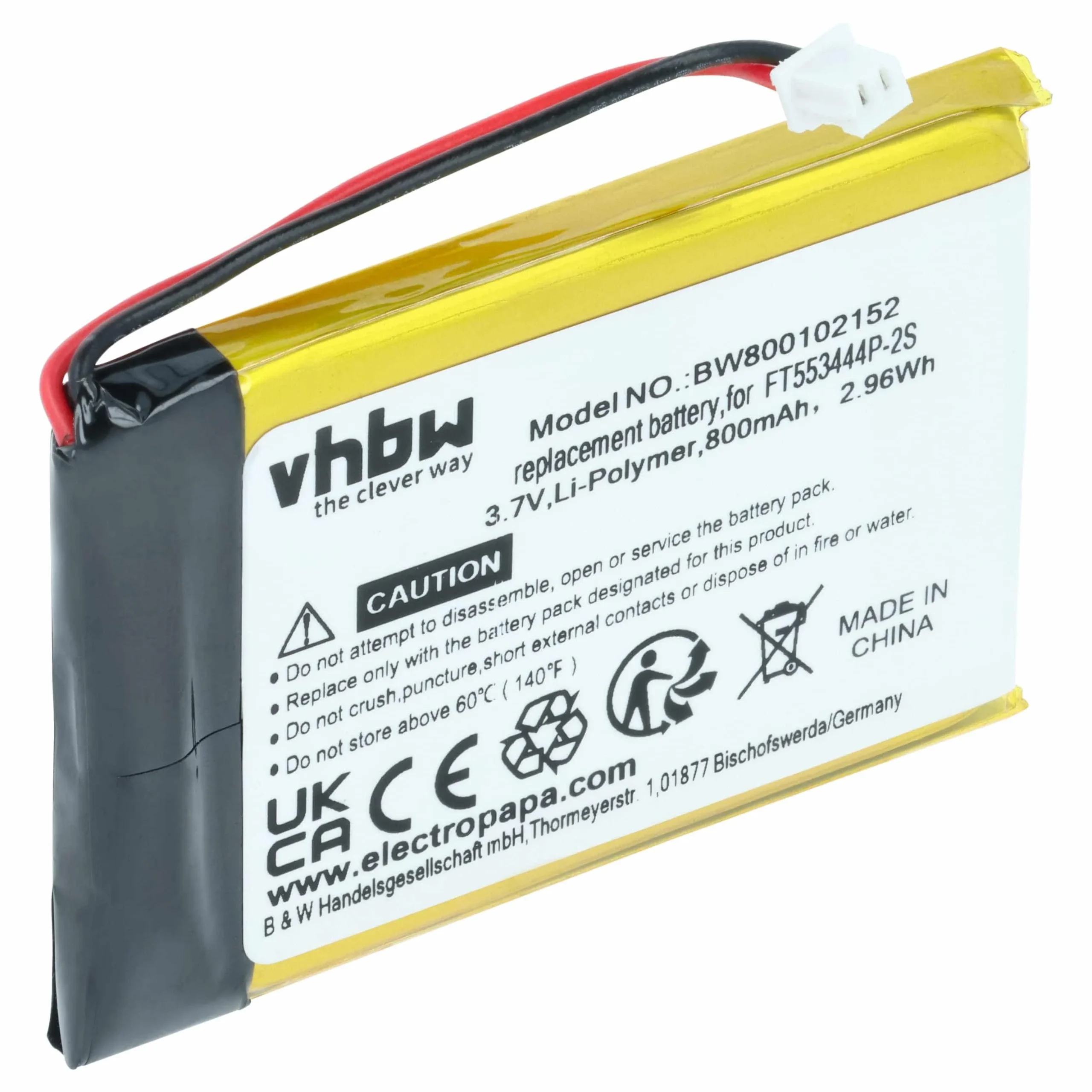 Batterie remplace FT553444P-2S pour radio talkie-walkie TopCom- 800mAh 3,7V Li-ion