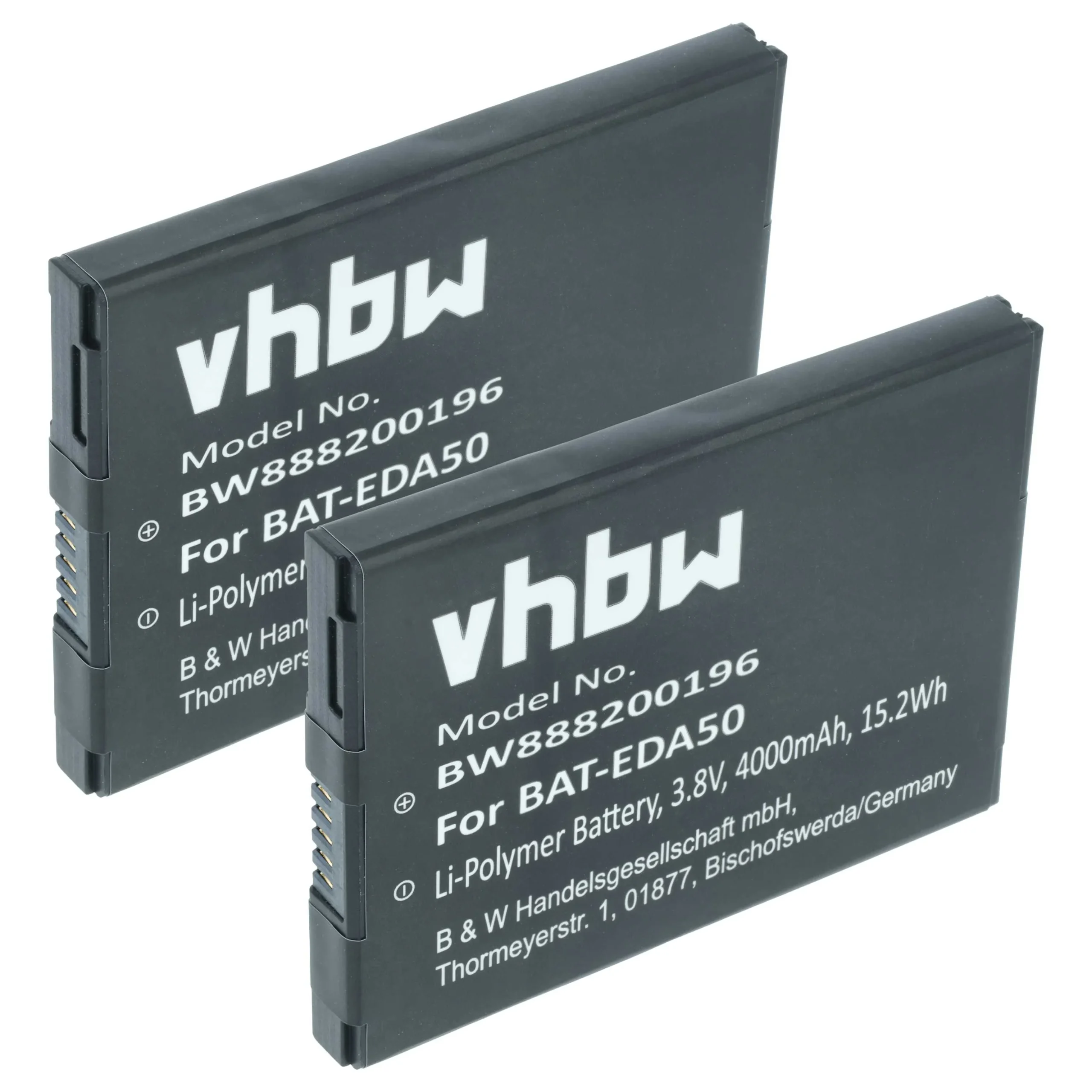 2x Batteries pour scanner de code-barre Honeywell Scanpal EDA50, EDA50K, EDA51, EDA71 - 4000mAh 3,8V