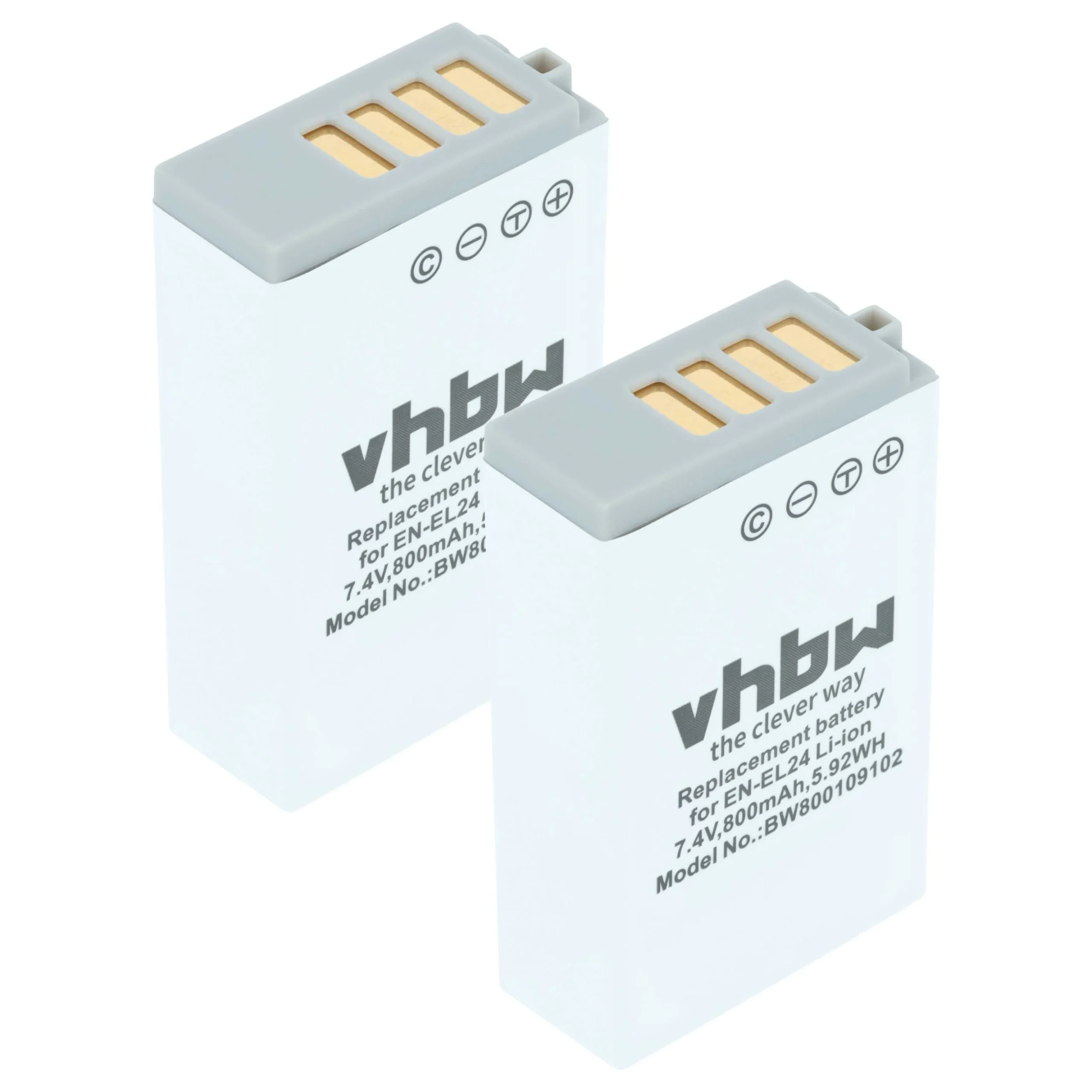 2x Batteries remplace Nikon VFB11901, EN-EL24 pour appareil photo Nikon- 800mAh 7,2V Li-ion