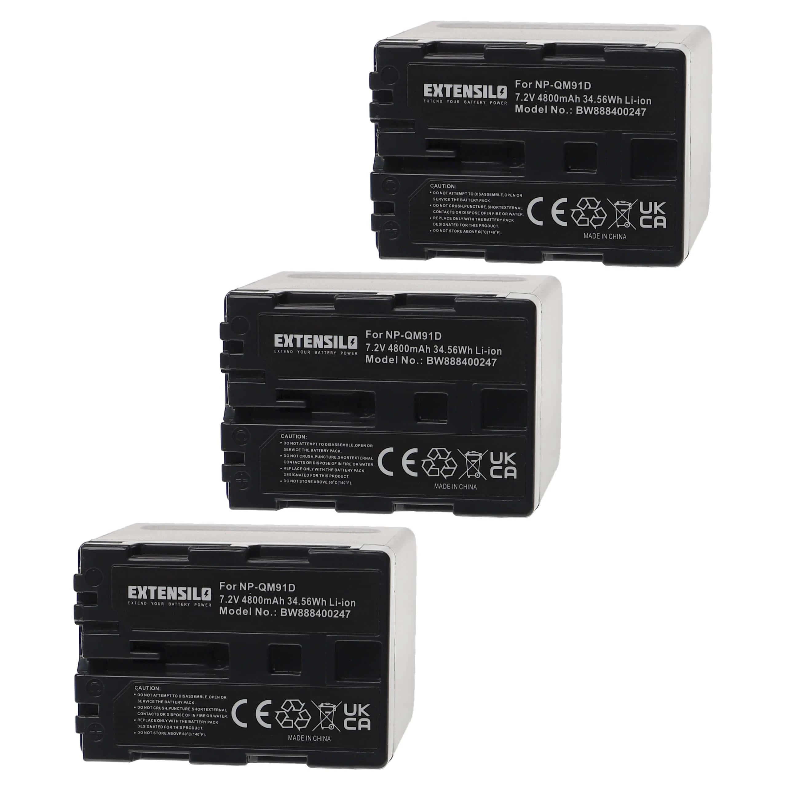 3x Batteries remplace Sony NP-FM55H, NP-FM70, NP-FM50, NP-FM30 pour appareil photo Trotec- 4800mAh 7,2V Li-ion