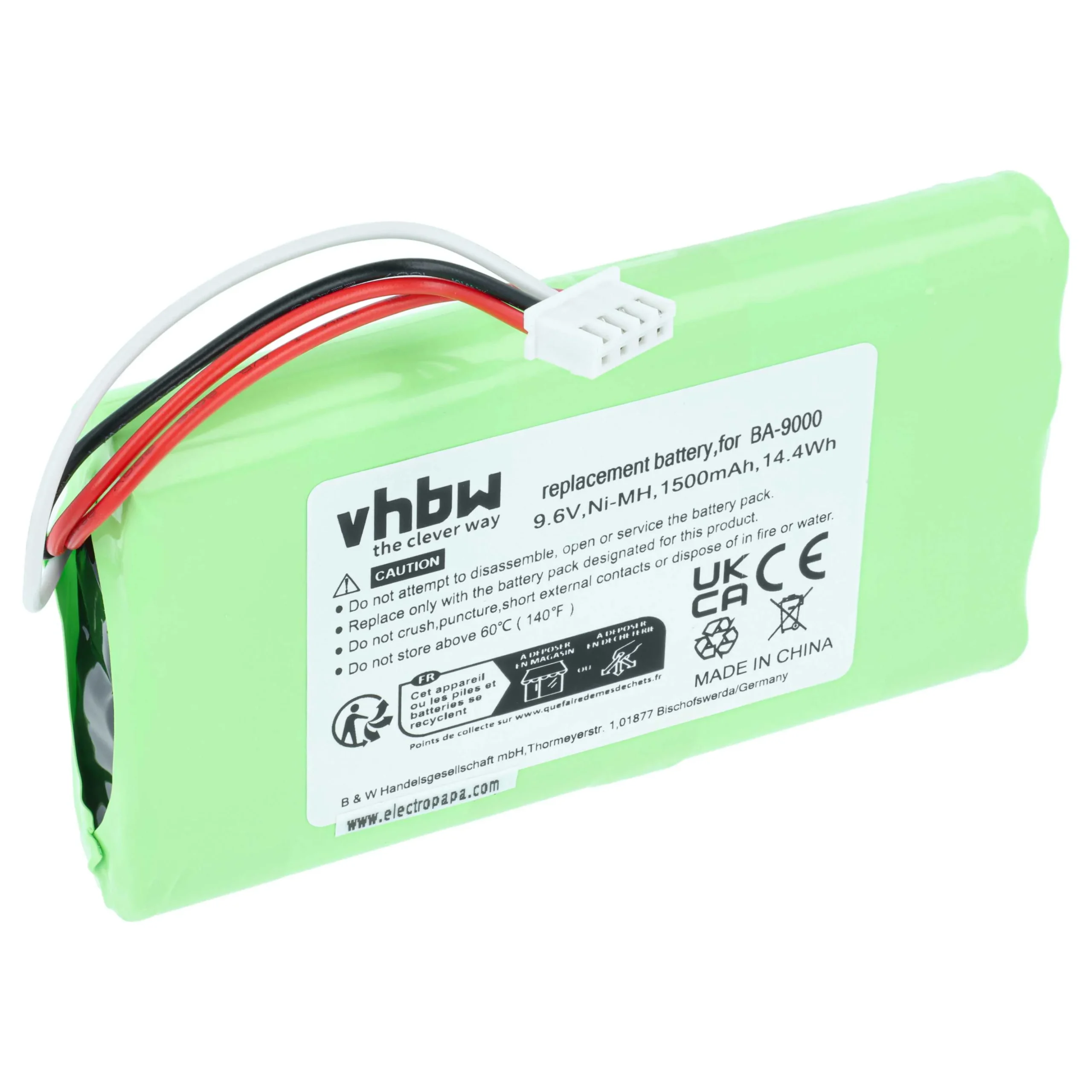 Batterie remplace Brother BA9000, BA-9000 pour imprimante Brother - 1500mAh 9,6V NiMH