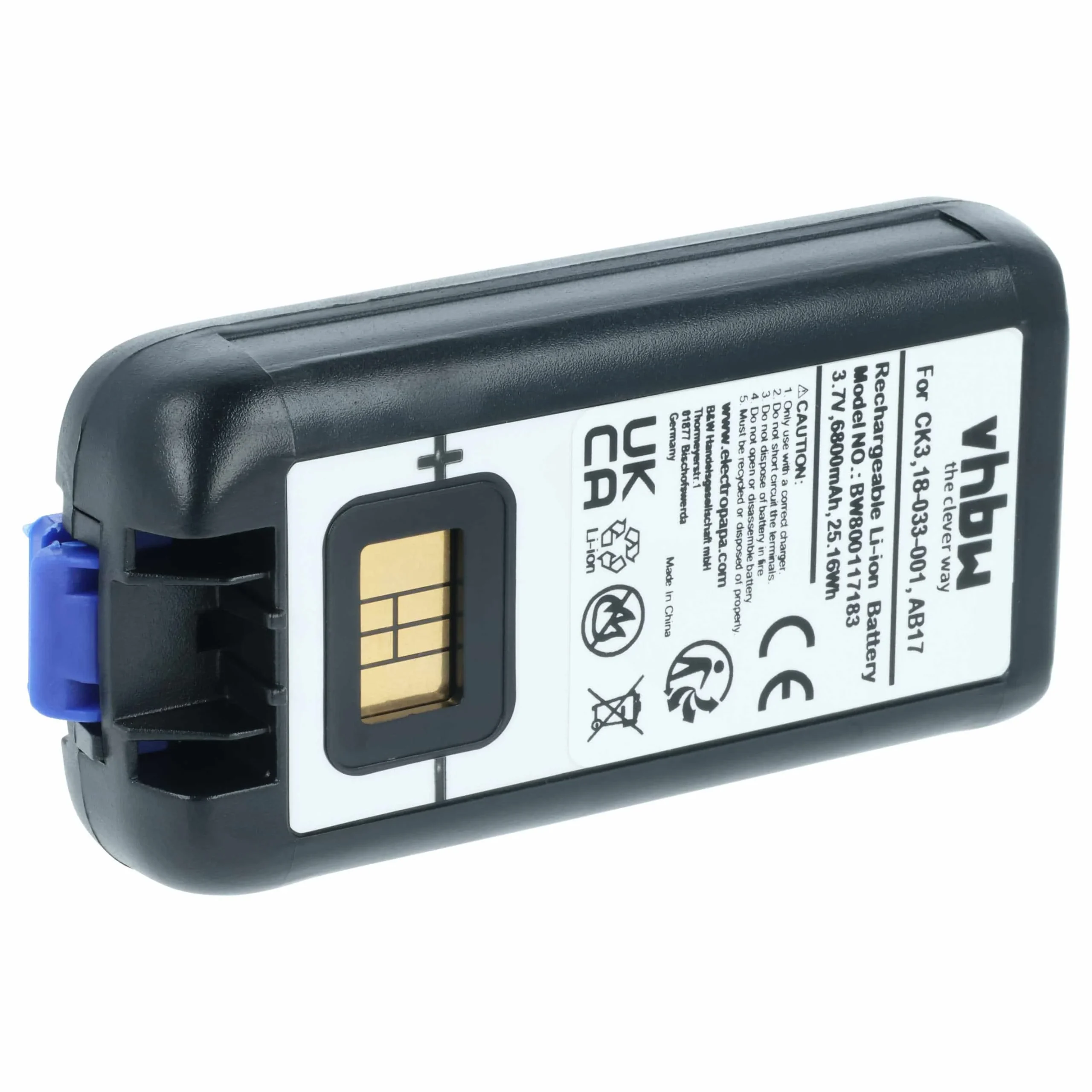 Batterie remplace Intermec 318-033-021, 318-033-001 pour scanner de code-barre Intermec - 6800mAh 3,7V