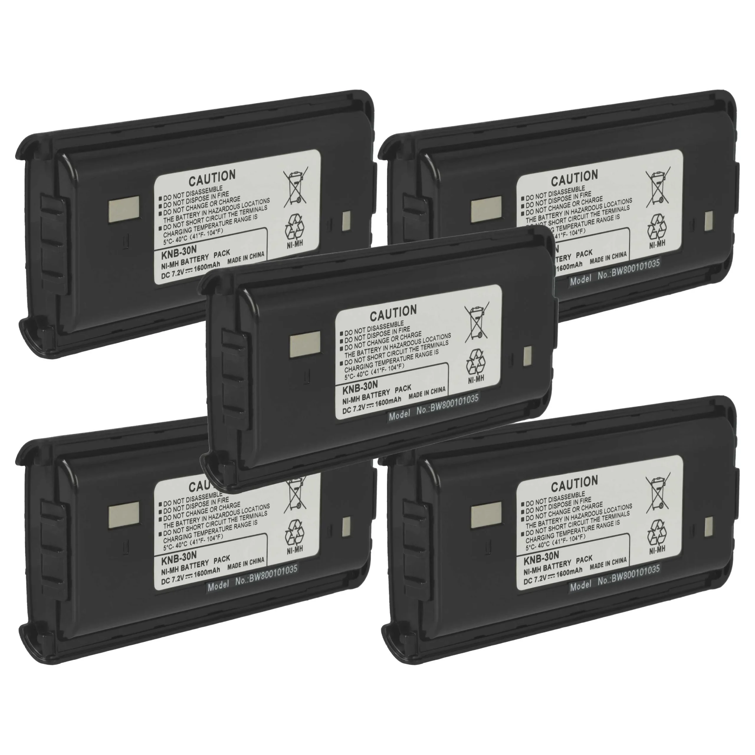 5x Batteries remplace Kenwood BPKNB29MHXT-1, BPKNB29MH pour radio talkie-walkie Kenwood- 1600mAh 7,2V NiMH
