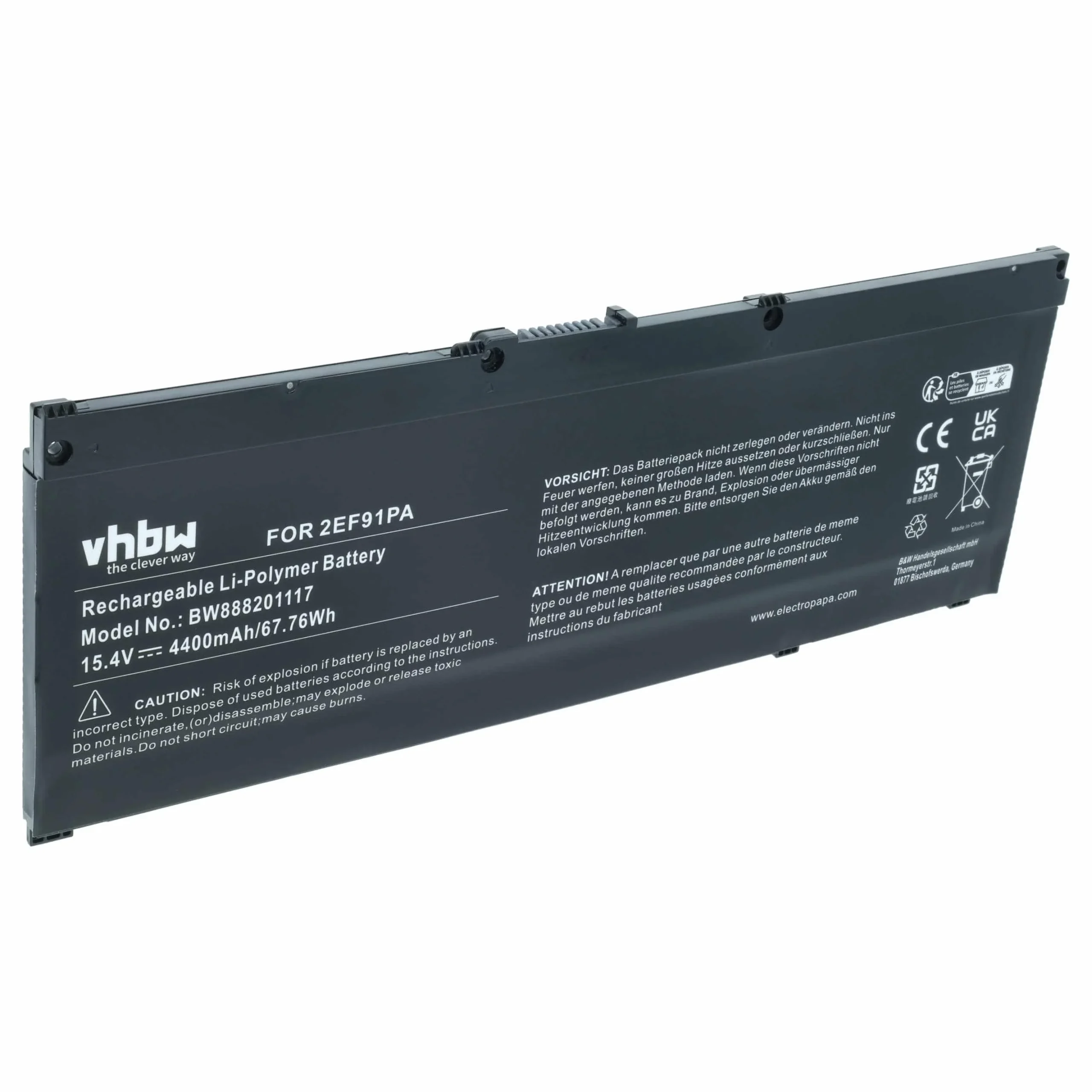 Batterie remplace HP 917678-1B1, 916678-171 pour ordinateur portable HP- 4400mAh 15,4V Li-polymère, noir