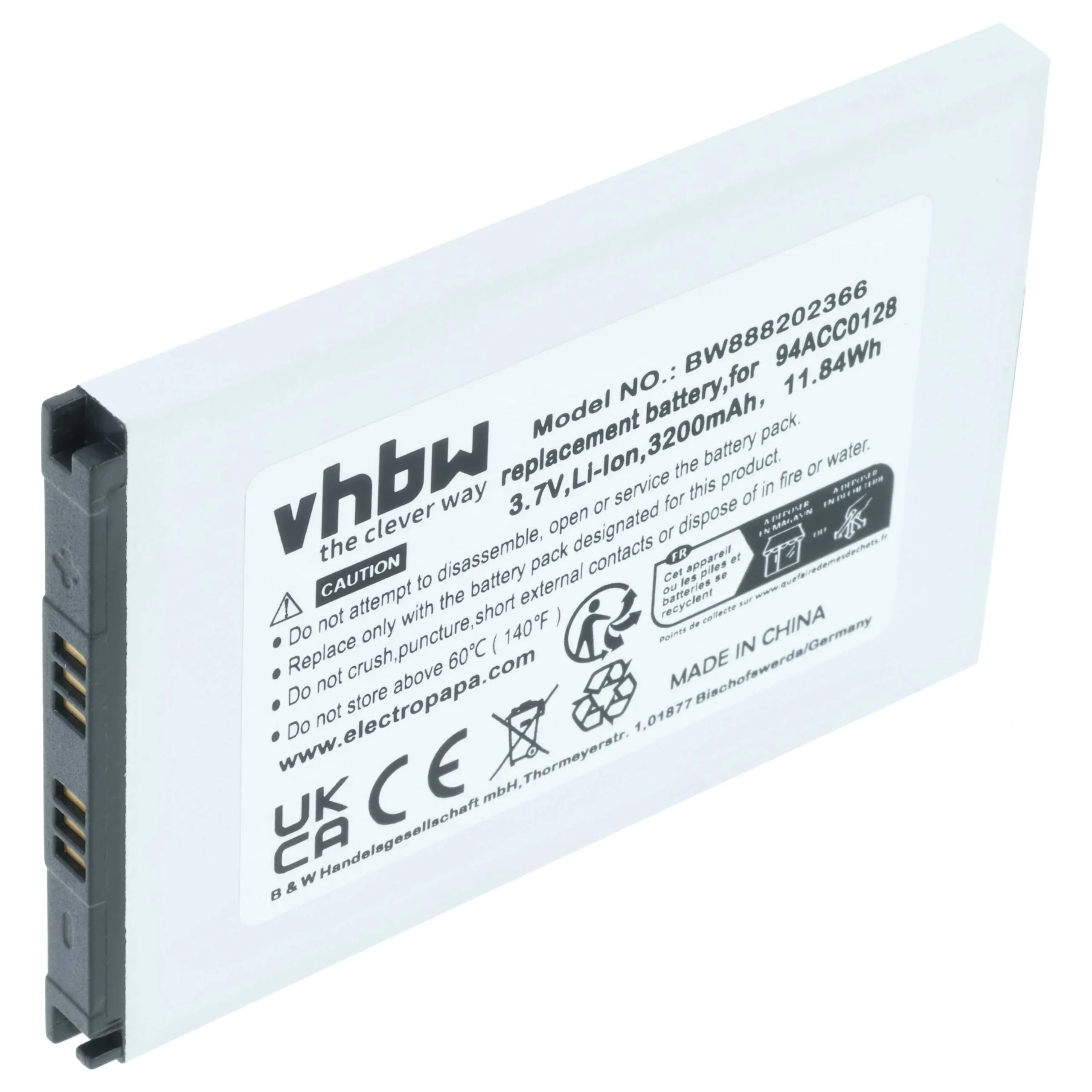 Batterie remplace Datalogic 94ACC0128, 3H21-00000491 pour ordinateur de poche Datalogic - 3200mAh 3,8V Li-ion