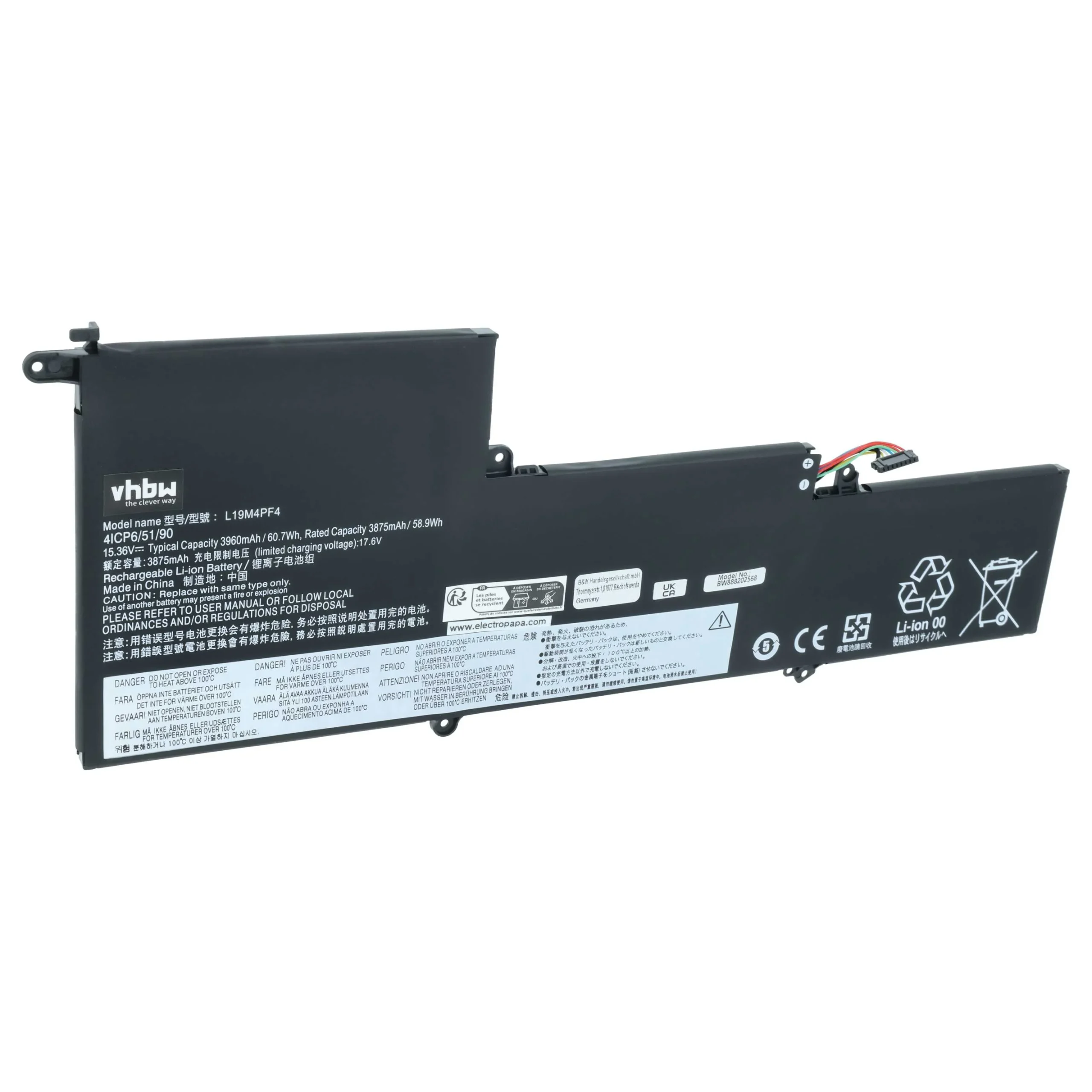 Batterie remplace Lenovo 5B10W65273, 5B10W65276 pour ordinateur portable Lenovo- 3850mAh 15,36V Li-polymère